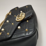 Gucci Pearly GG Marmont Flap Bag Embellished Matelasse Leather Small — thumbnail 23