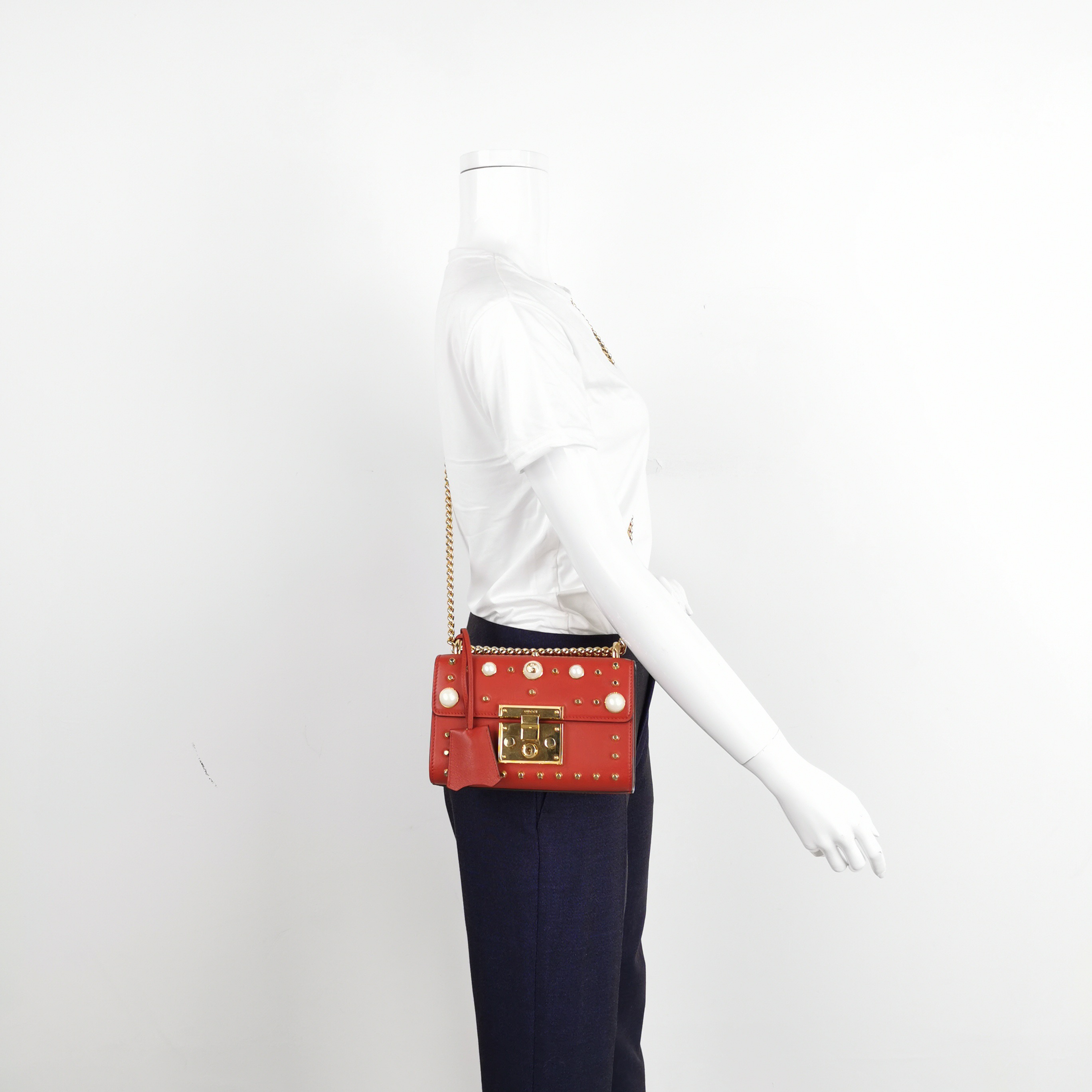 Gucci Pearly Padlock Shoulder Bag Studded Leather Small — alternate view