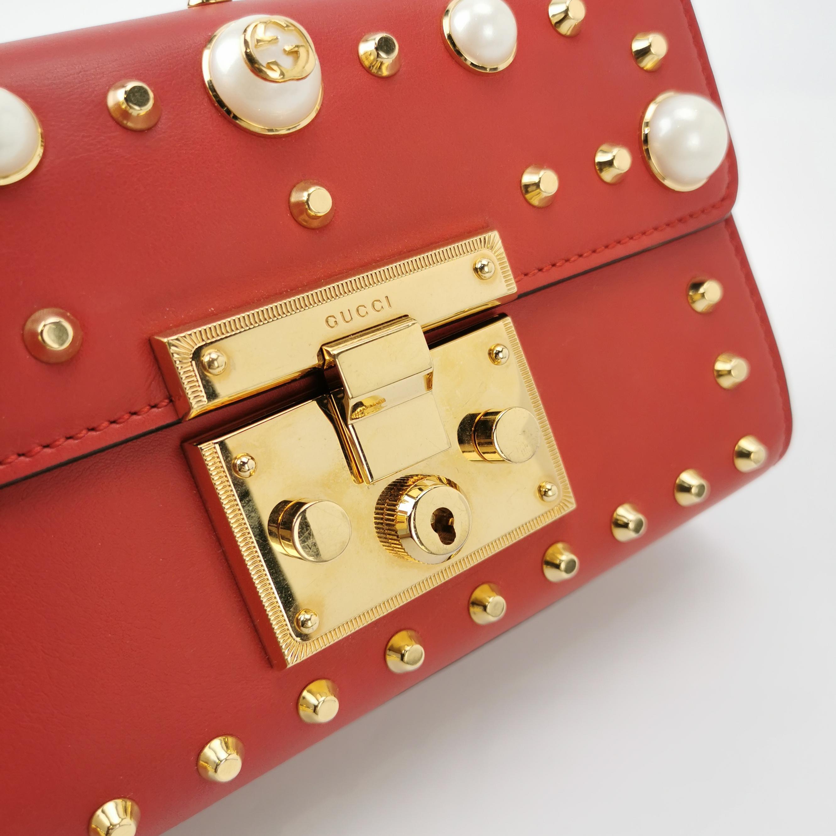Gucci Pearly Padlock Shoulder Bag Studded Leather Small — photo 8 of 12
