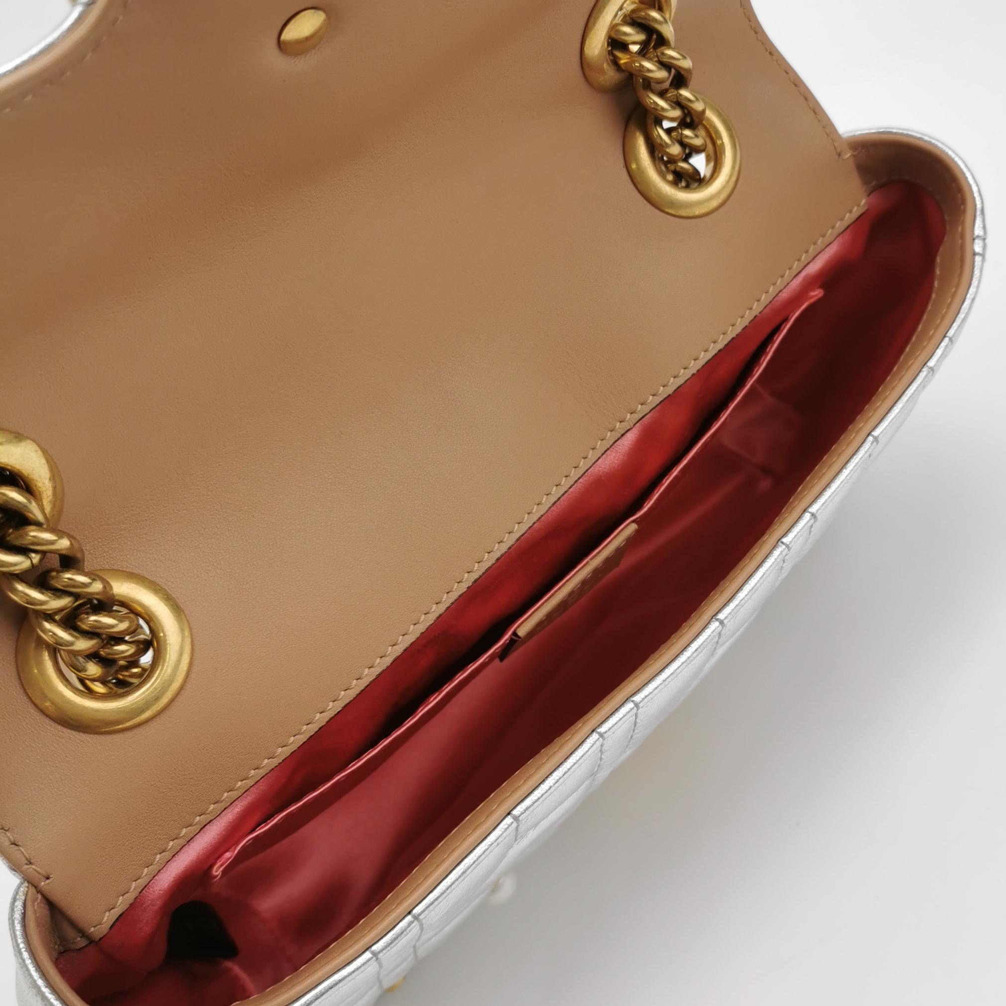 Gucci Pearly GG Marmont Flap Bag Embellished Matelasse Leather Mini — photo 7 of 20