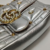 Gucci Pearly GG Marmont Flap Bag Embellished Matelasse Leather Mini — thumbnail 16