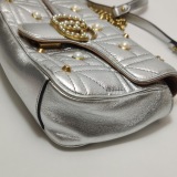 Gucci Pearly GG Marmont Flap Bag Embellished Matelasse Leather Mini — thumbnail 14