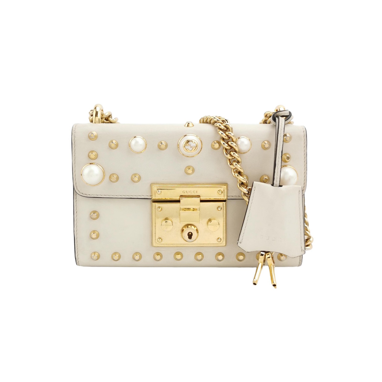Gucci Pearly Padlock Shoulder Bag Studded Leather Small — photo 1 of 13