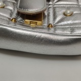 Gucci Pearly GG Marmont Flap Bag Embellished Matelasse Leather Mini — thumbnail 12