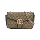 Gucci GG Marmont Flap Bag Diagonal Quilted GG Canvas with Leather Small — thumbnail 1