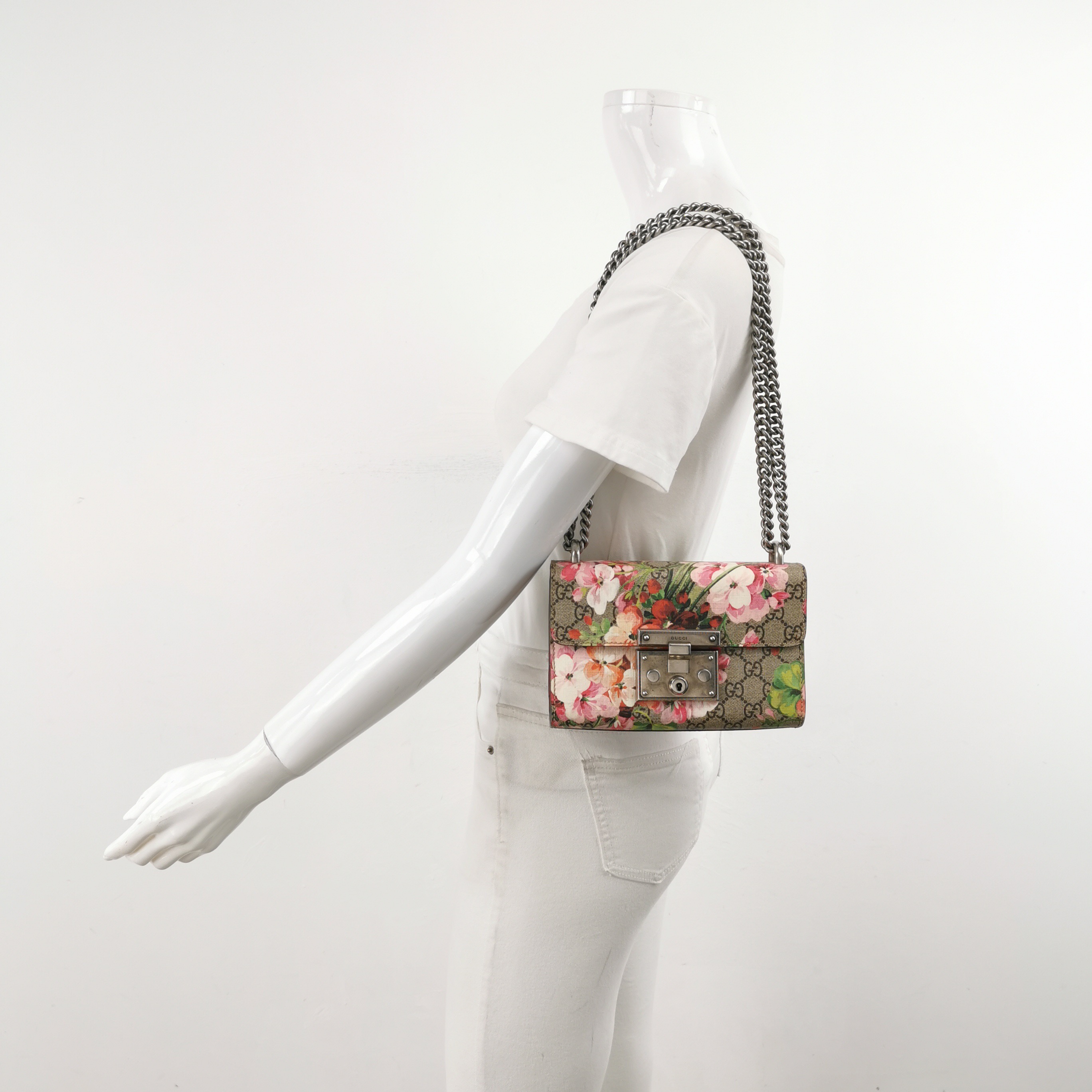 Gucci Padlock Shoulder Bag Blooms Print GG Coated Canvas Small — alternate view
