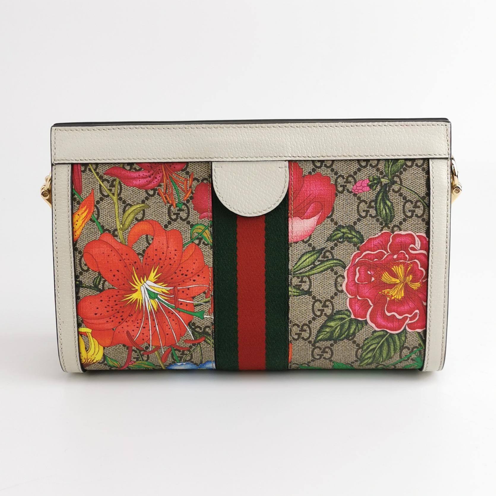 Gucci Ophidia Chain Shoulder Bag Flora GG Coated Canvas Small — photo 4 of 11
