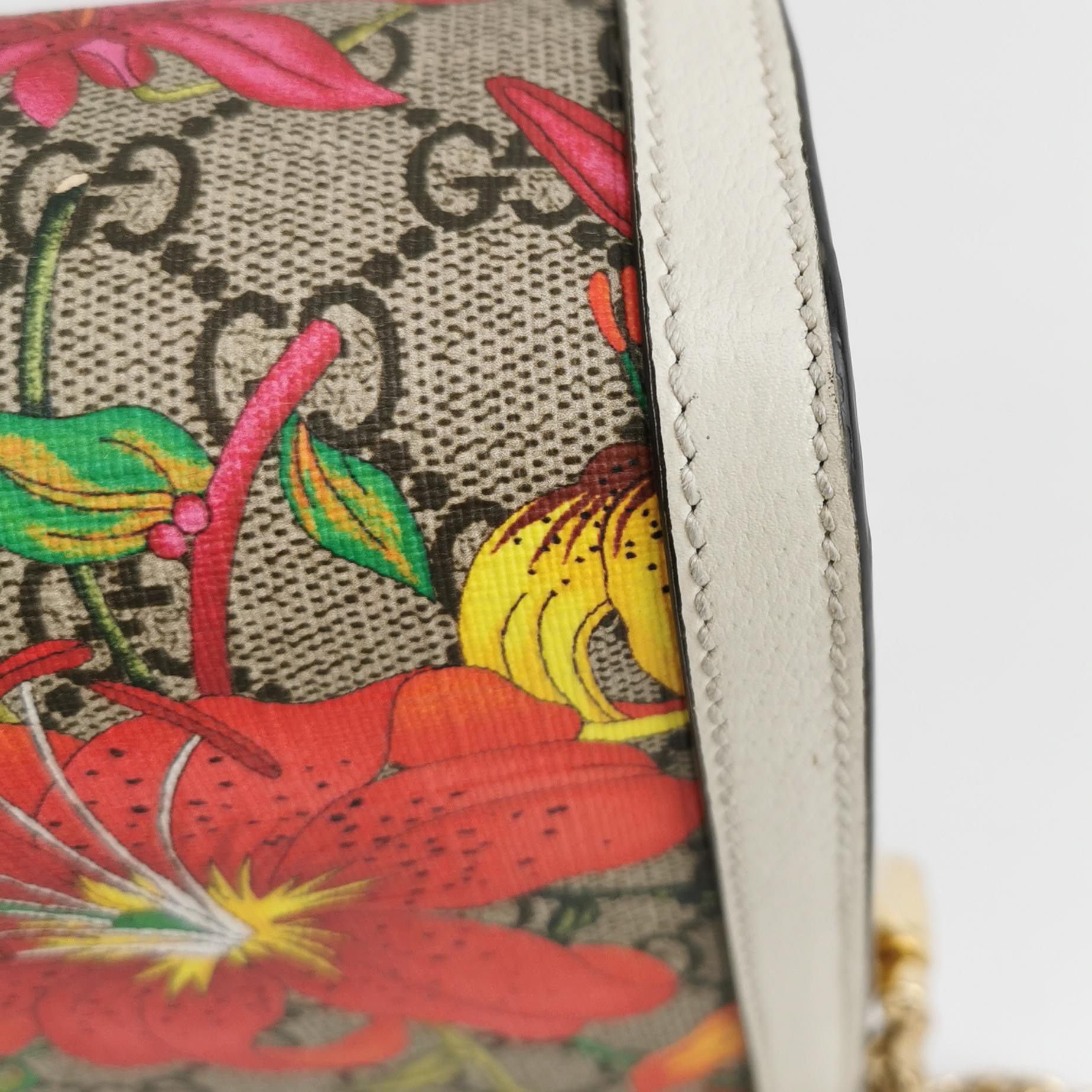 Gucci Ophidia Chain Shoulder Bag Flora GG Coated Canvas Small — photo 10 of 11