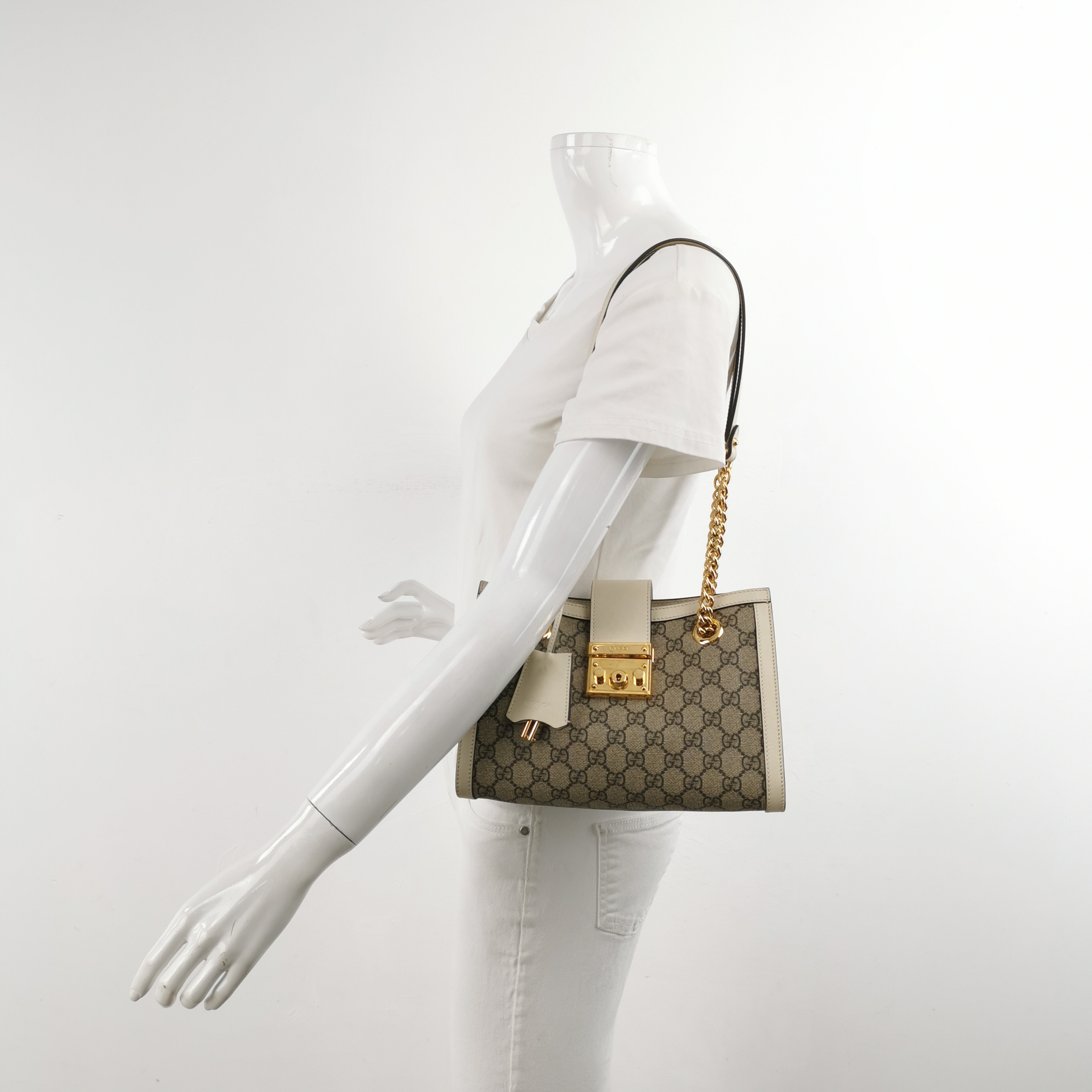 Gucci Padlock Chain Tote GG Coated Canvas with Leather Small — alternate view