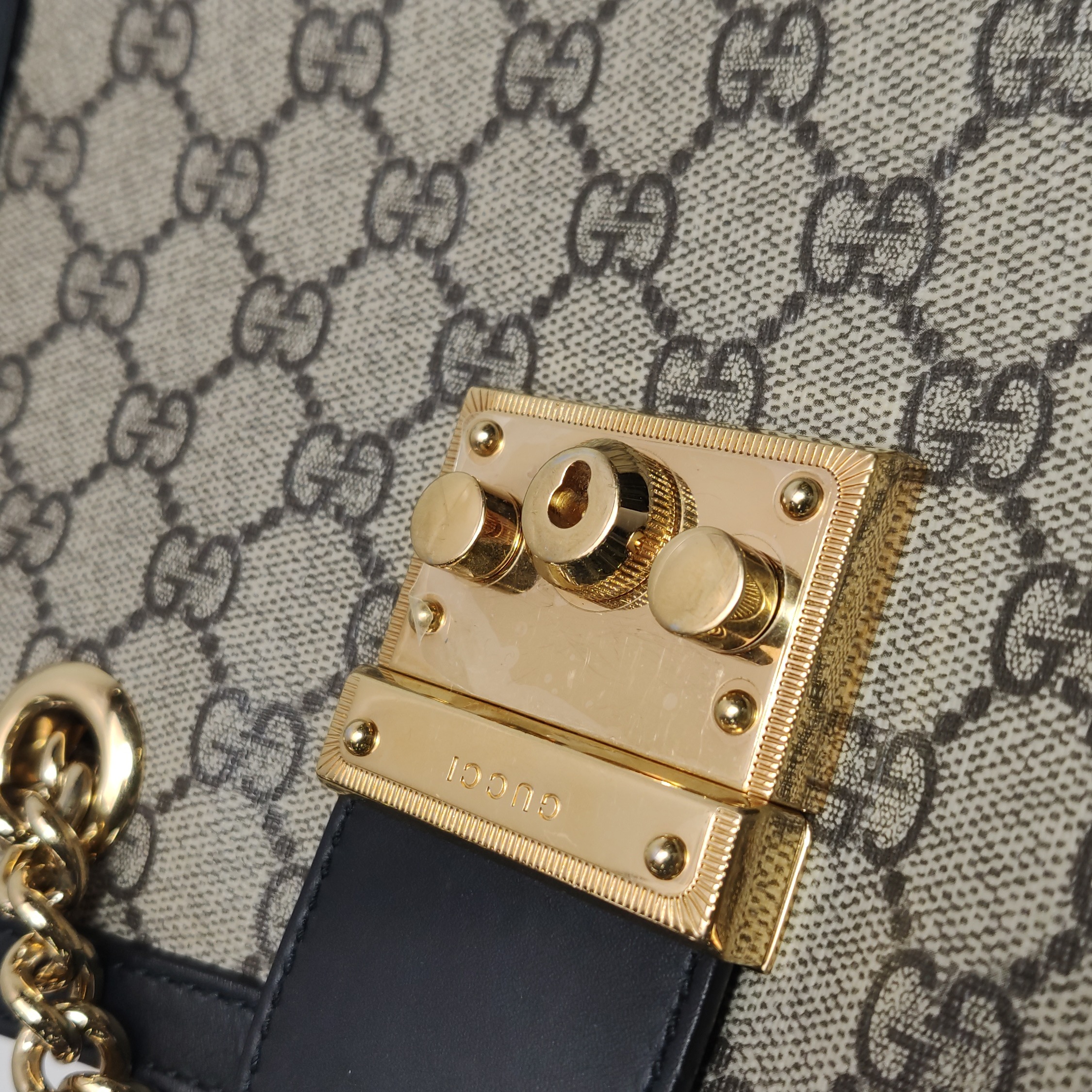 Gucci Padlock Chain Tote GG Coated Canvas with Leather Small — photo 10 of 15