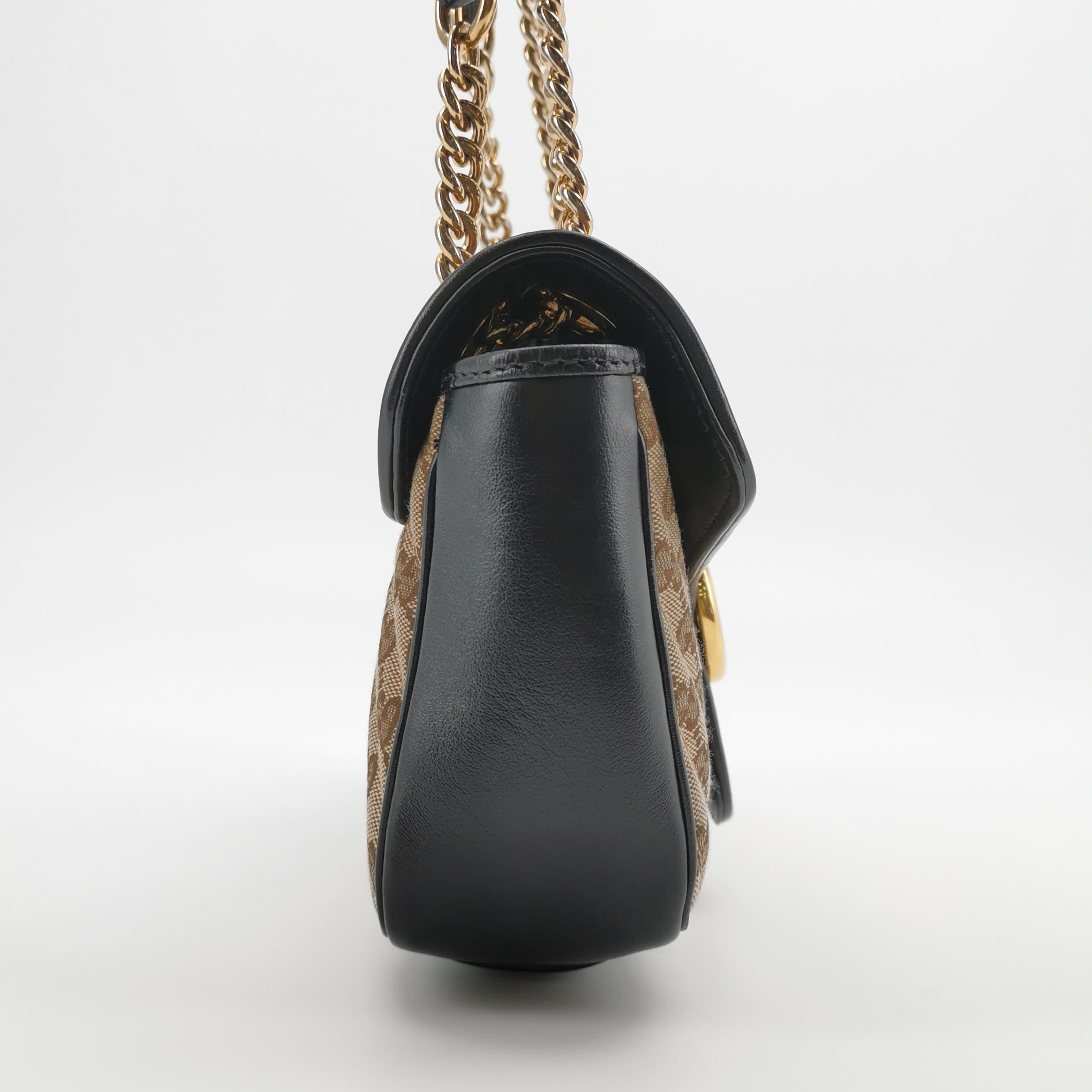 Gucci GG Marmont Flap Bag Diagonal Quilted GG Canvas with Leather Small — photo 4 of 22
