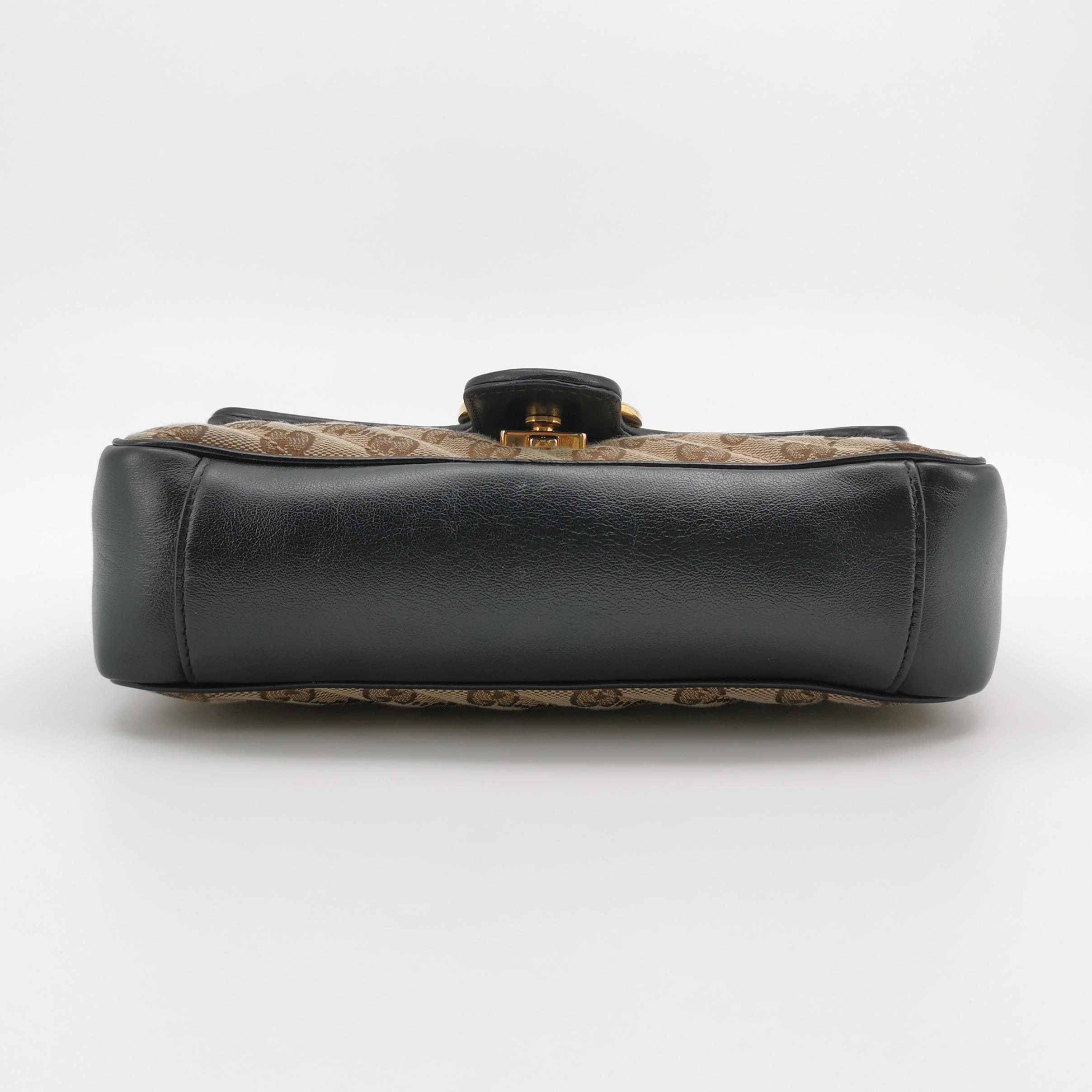 Gucci GG Marmont Flap Bag Diagonal Quilted GG Canvas with Leather Small — photo 6 of 22