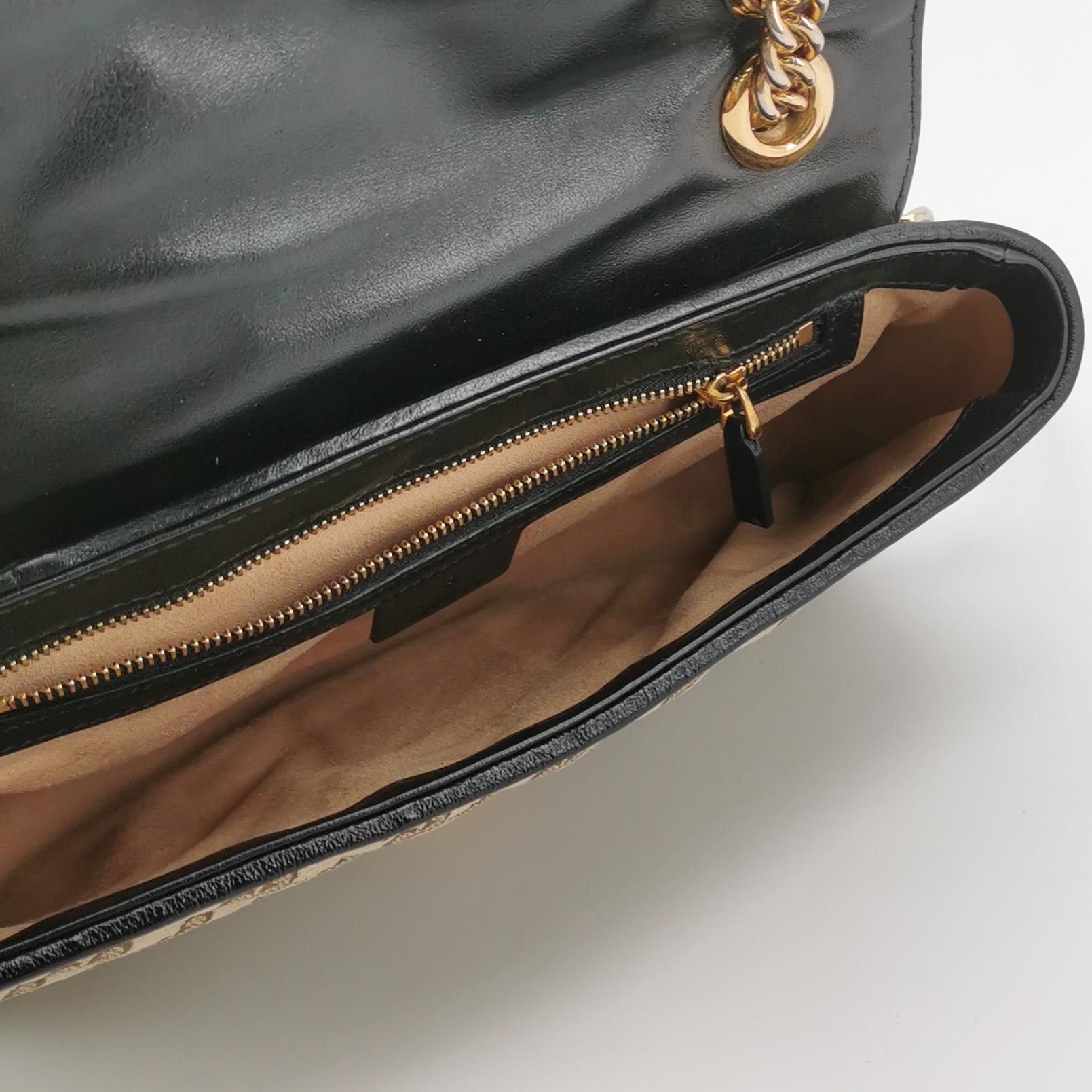 Gucci GG Marmont Flap Bag Diagonal Quilted GG Canvas with Leather Small — photo 7 of 22