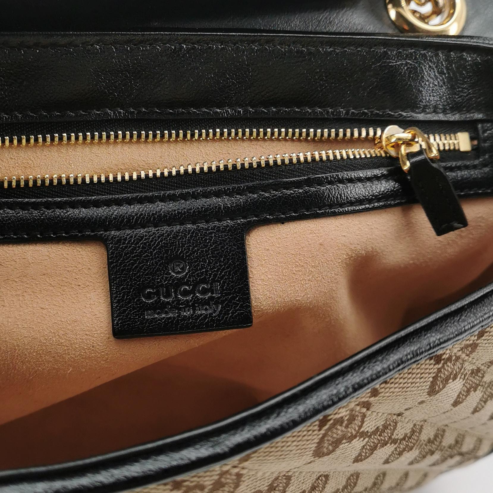Gucci GG Marmont Flap Bag Diagonal Quilted GG Canvas with Leather Small — photo 8 of 22