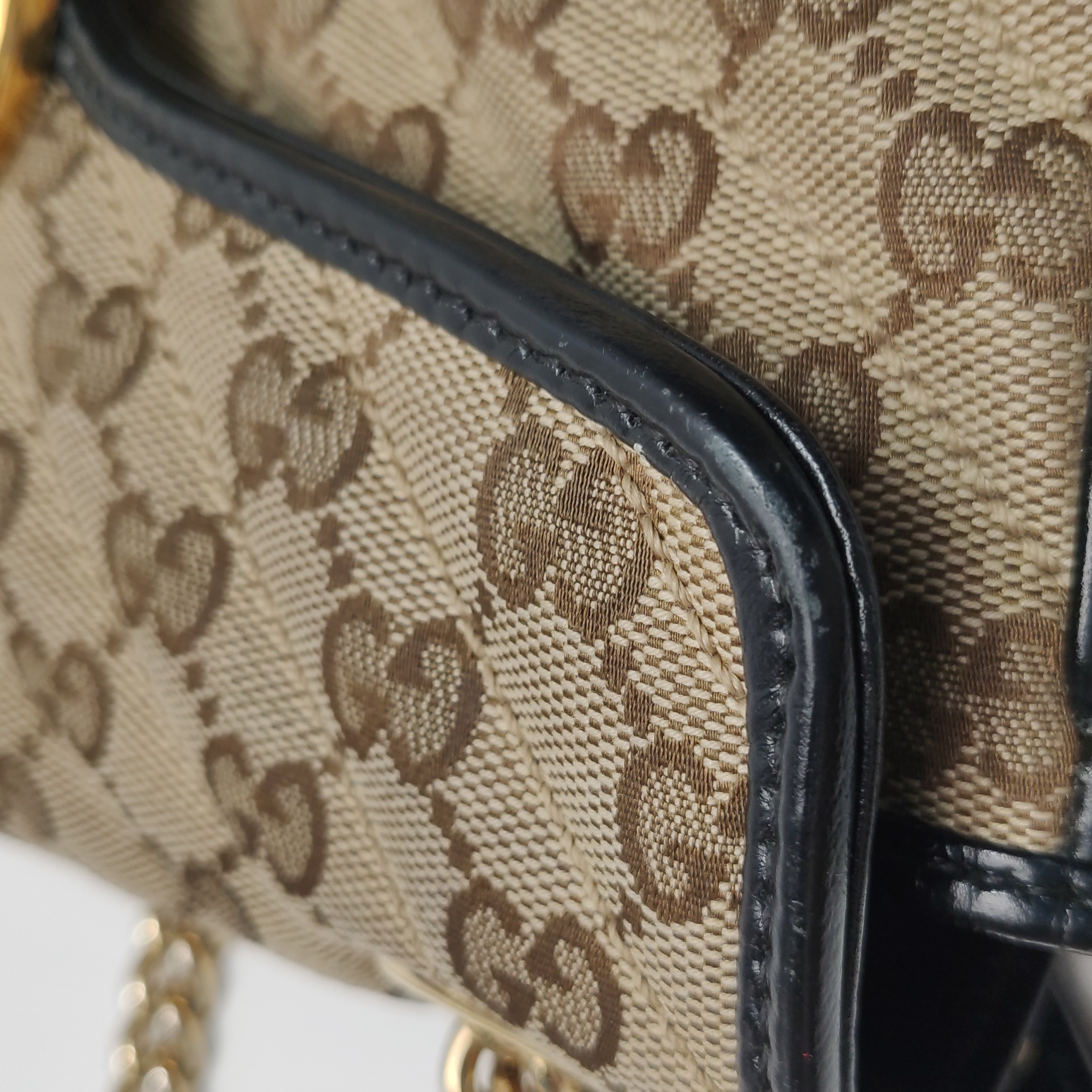 Gucci GG Marmont Flap Bag Diagonal Quilted GG Canvas with Leather Small — photo 18 of 22
