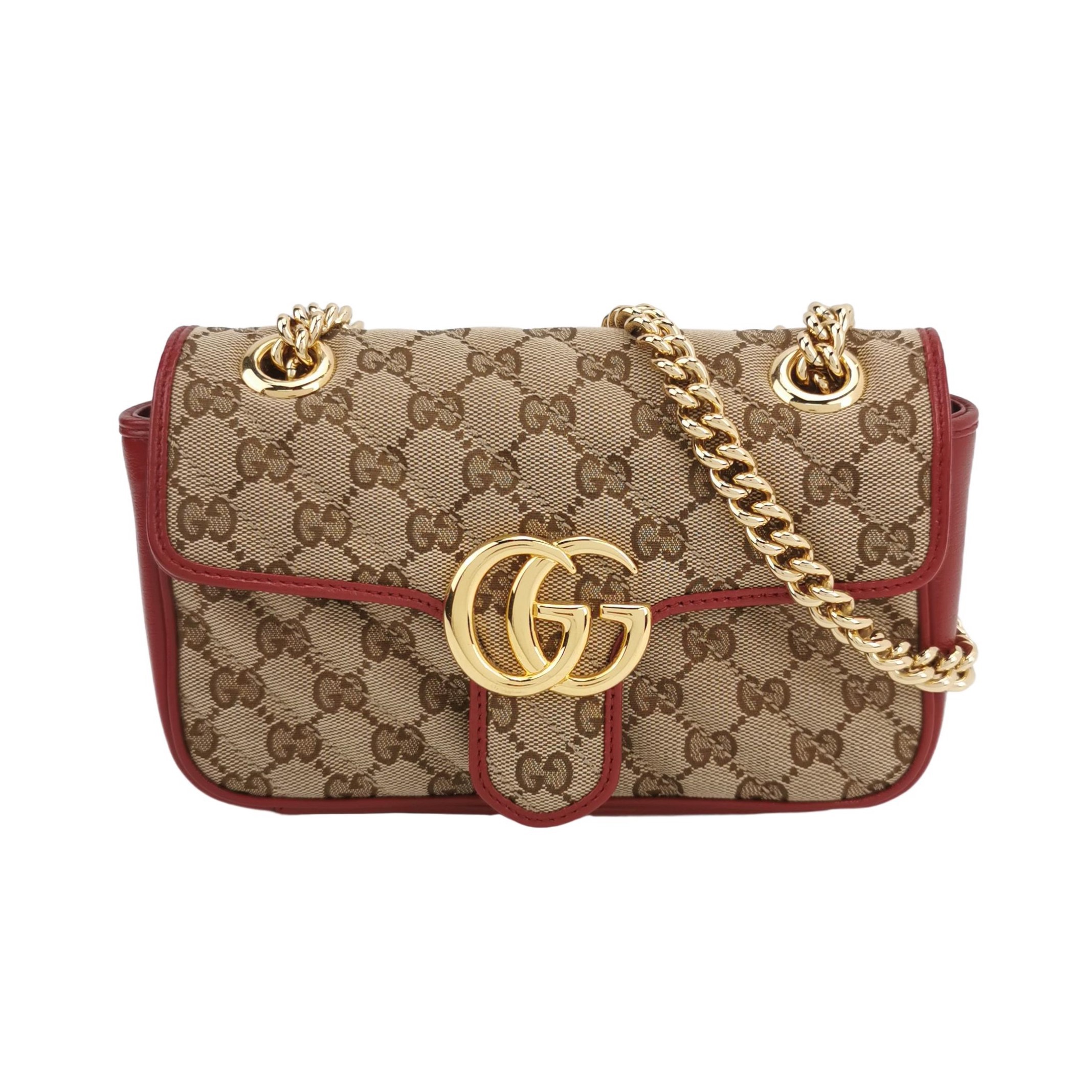 Gucci GG Marmont Flap Bag Diagonal Quilted GG Canvas with Leather Mini — photo 1 of 16