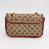 Gucci GG Marmont Flap Bag Diagonal Quilted GG Canvas with Leather Mini — thumbnail 5