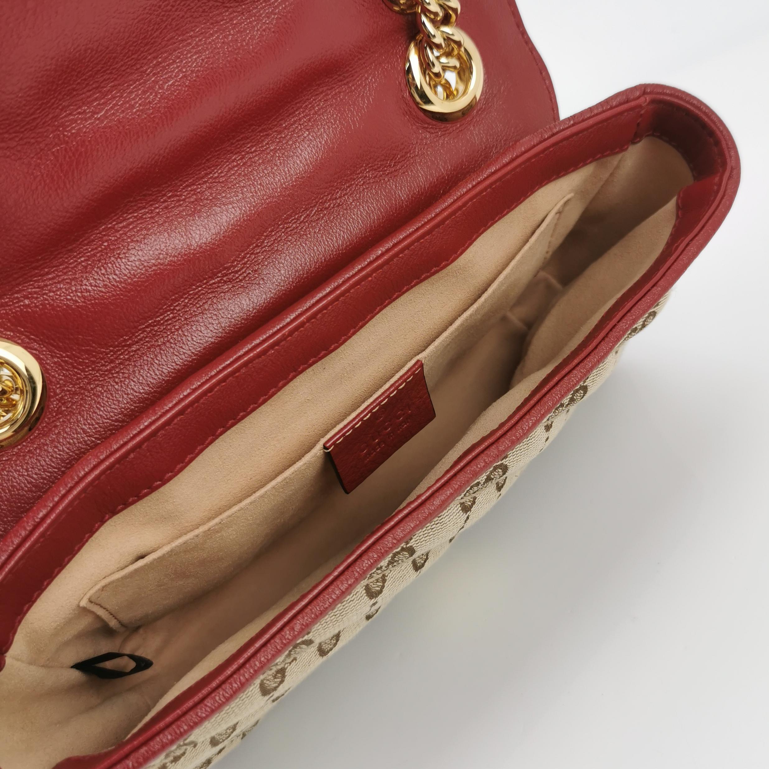 Gucci GG Marmont Flap Bag Diagonal Quilted GG Canvas with Leather Mini — photo 7 of 16