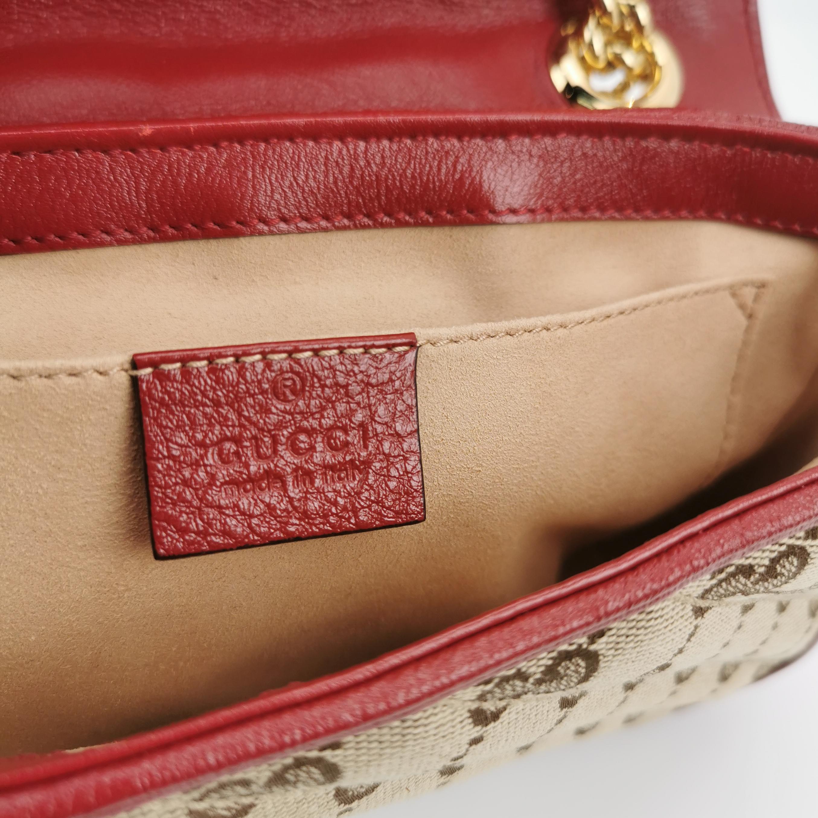 Gucci GG Marmont Flap Bag Diagonal Quilted GG Canvas with Leather Mini — photo 8 of 16