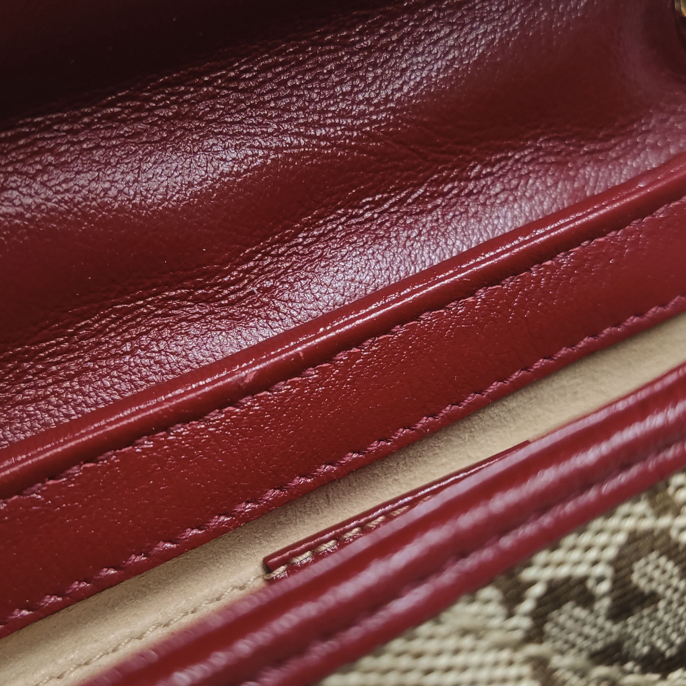 Gucci GG Marmont Flap Bag Diagonal Quilted GG Canvas with Leather Mini — photo 11 of 16
