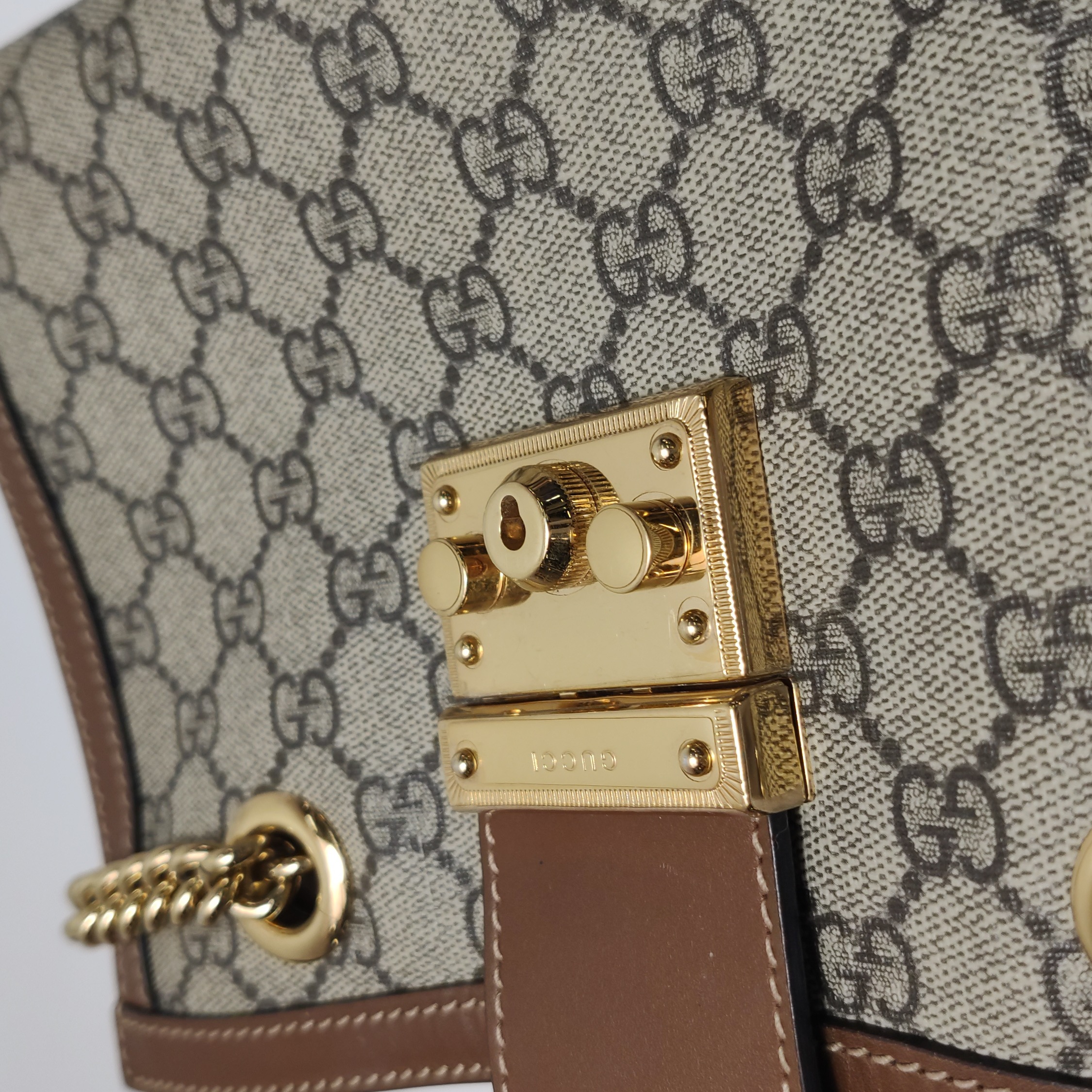 Gucci Padlock Chain Tote GG Coated Canvas with Leather Small — photo 10 of 17