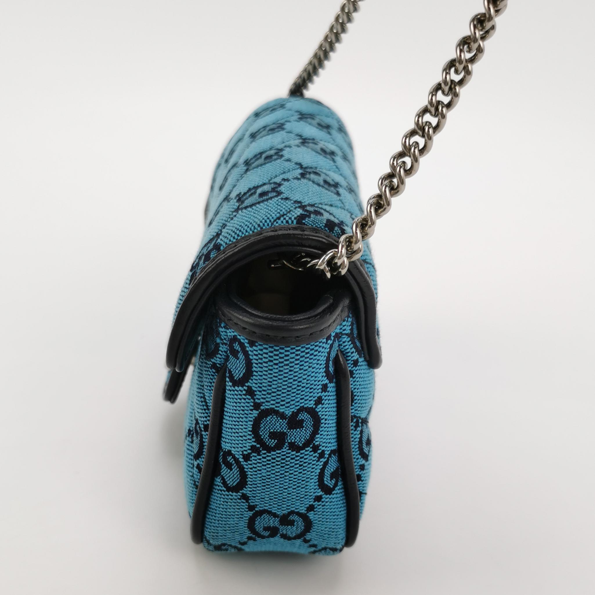 Gucci GG Marmont Flap Bag Diagonal Quilted GG Canvas with Leather Micro — photo 4 of 13