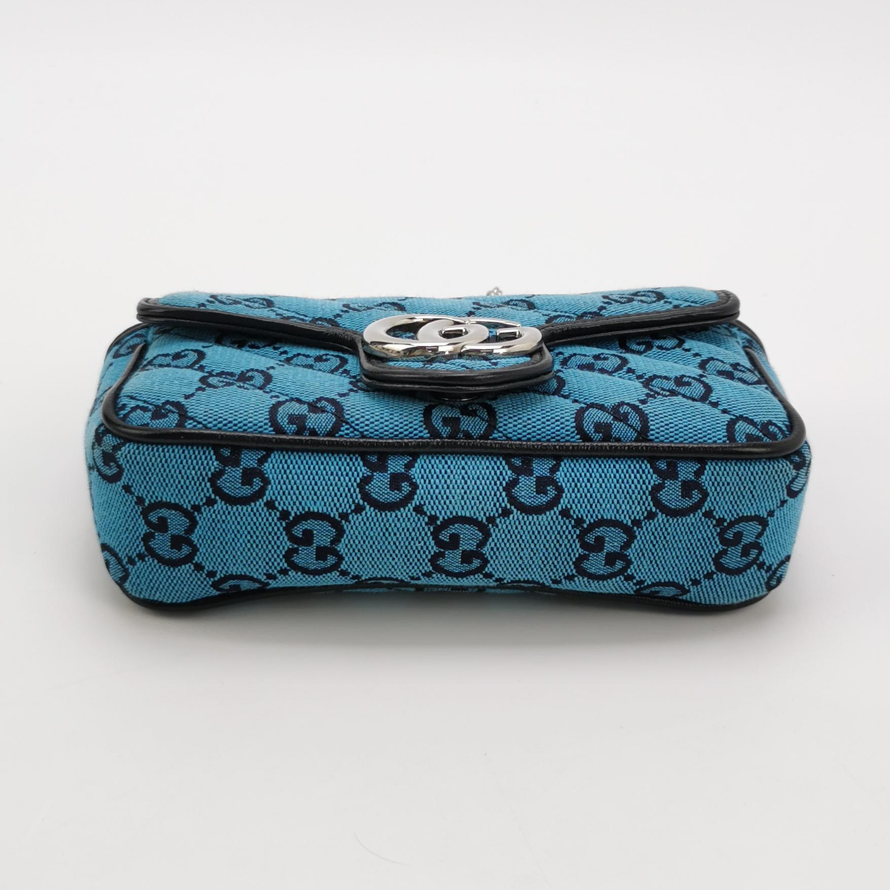 Gucci GG Marmont Flap Bag Diagonal Quilted GG Canvas with Leather Micro — photo 6 of 13