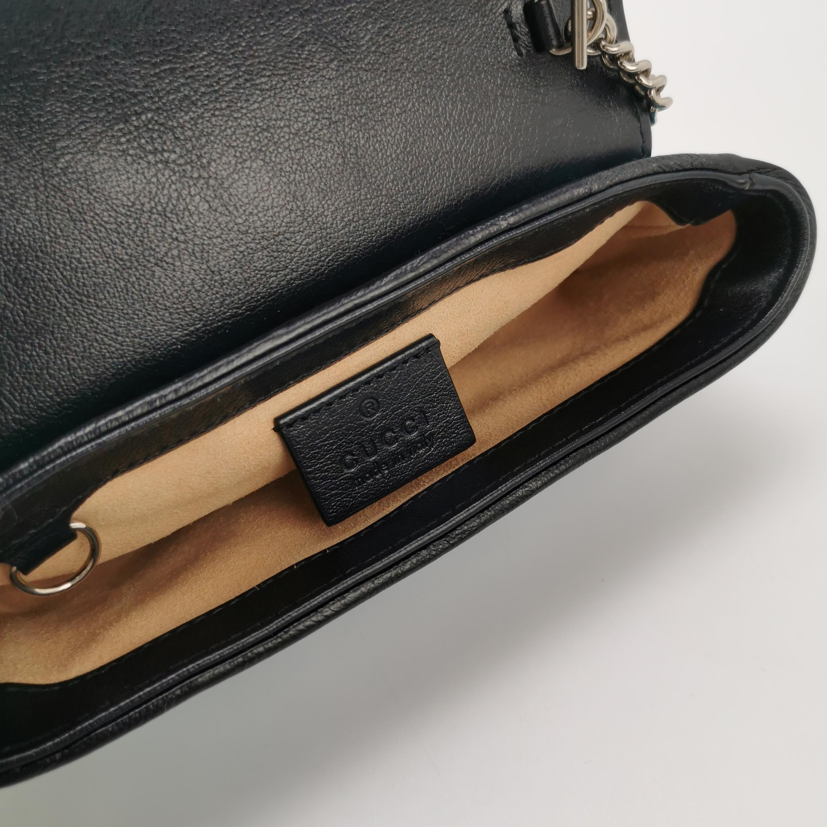 Gucci GG Marmont Flap Bag Diagonal Quilted GG Canvas with Leather Micro — photo 8 of 13