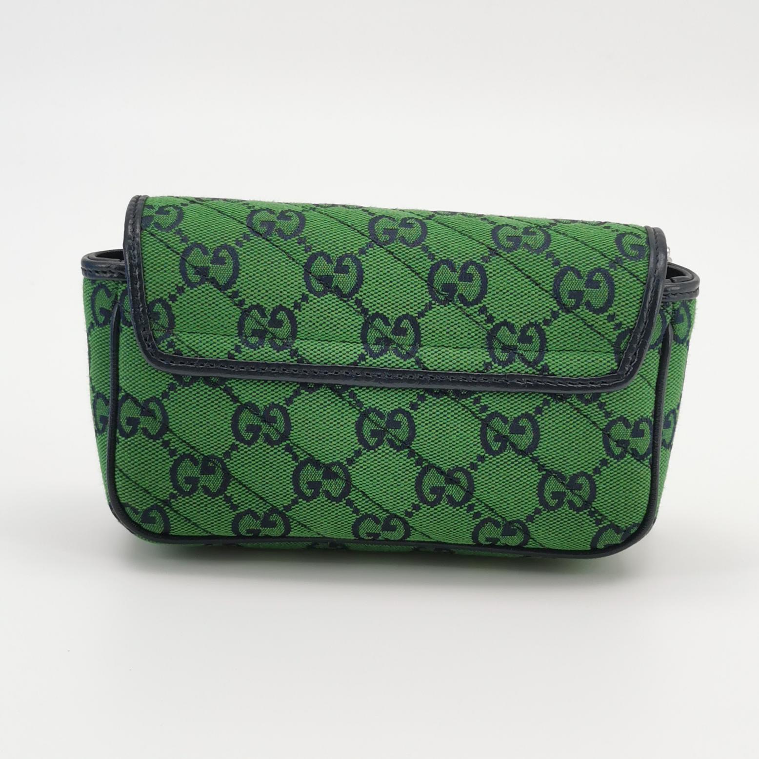 Gucci GG Marmont Flap Bag Diagonal Quilted GG Canvas with Leather Micro — photo 5 of 15