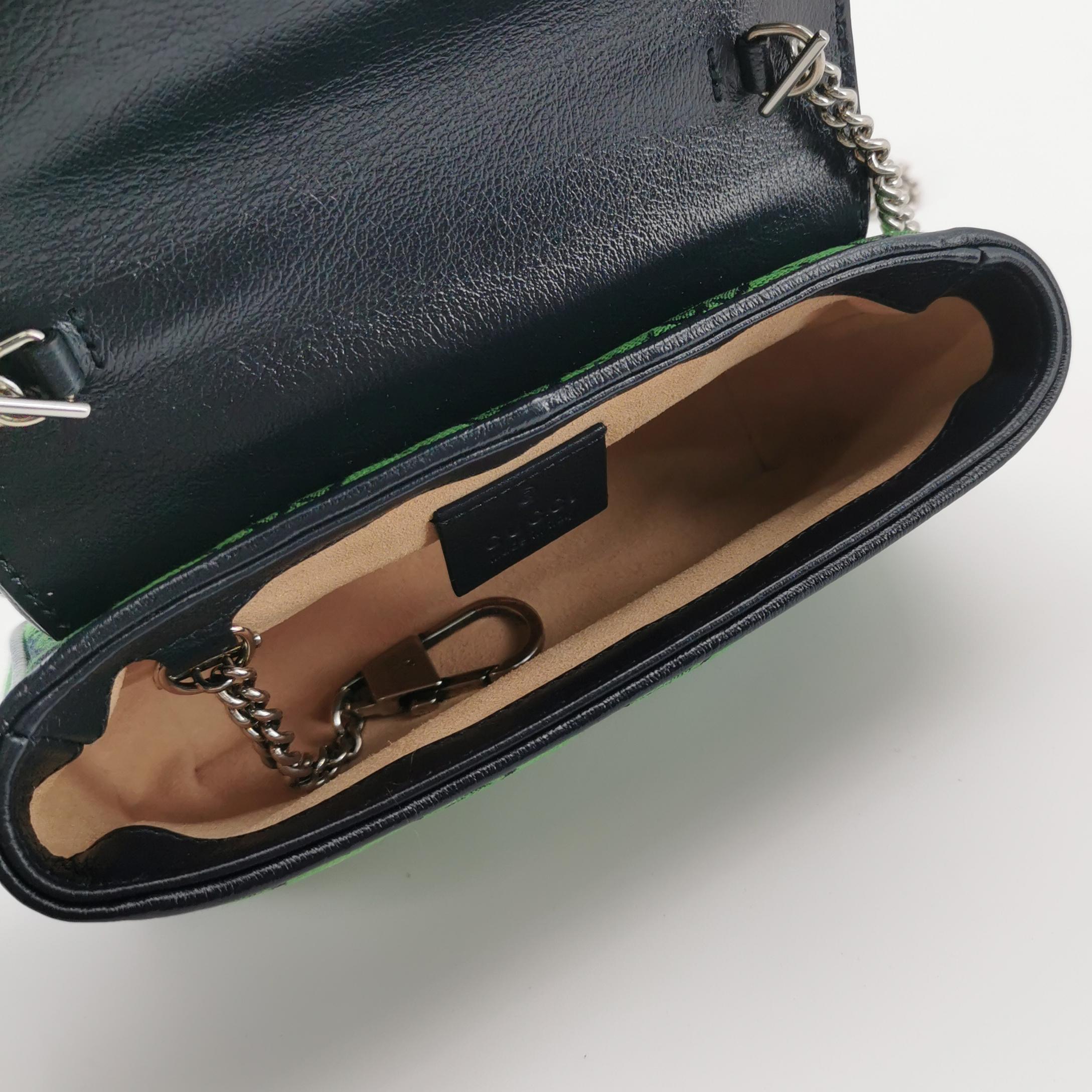 Gucci GG Marmont Flap Bag Diagonal Quilted GG Canvas with Leather Micro — photo 7 of 15