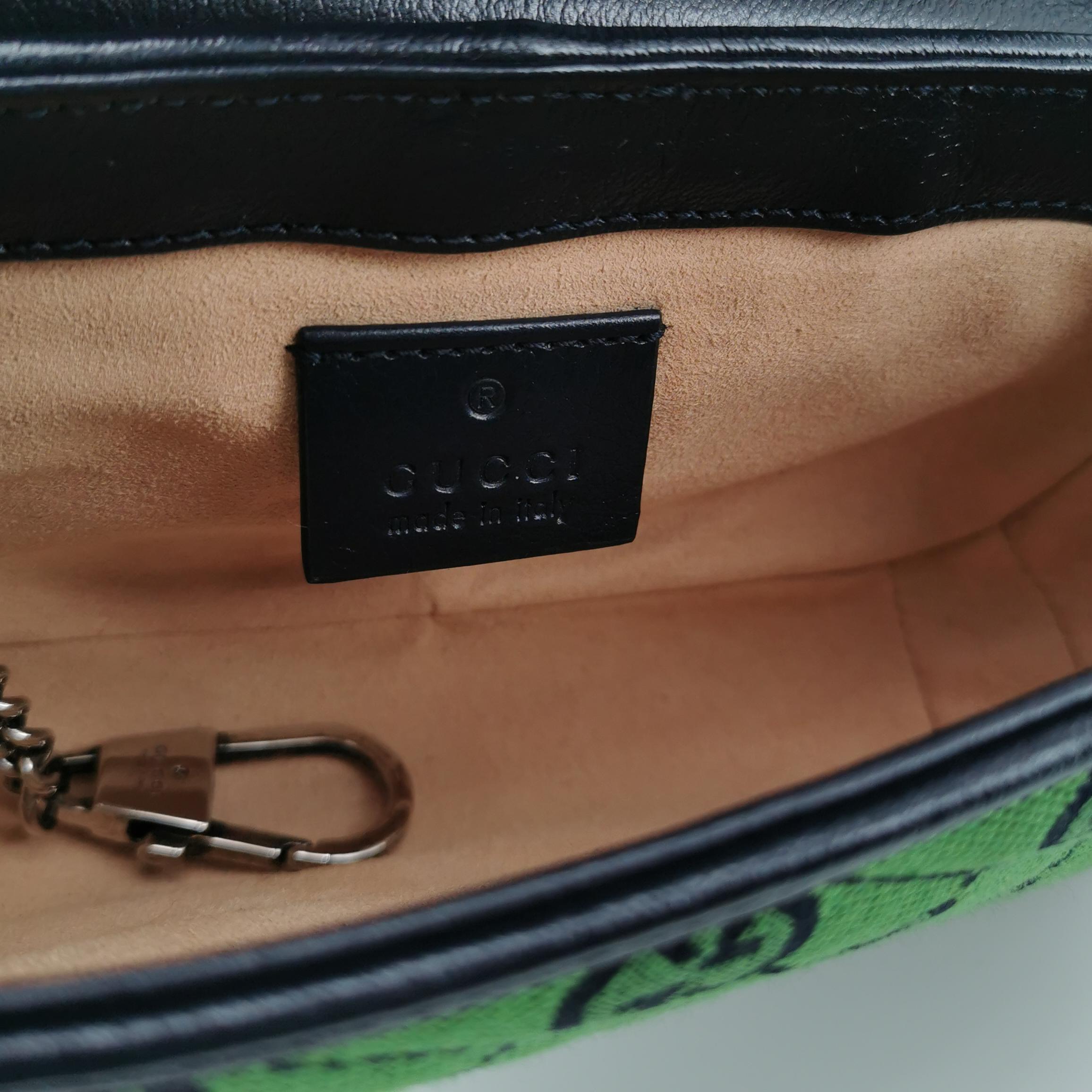 Gucci GG Marmont Flap Bag Diagonal Quilted GG Canvas with Leather Micro — photo 8 of 15