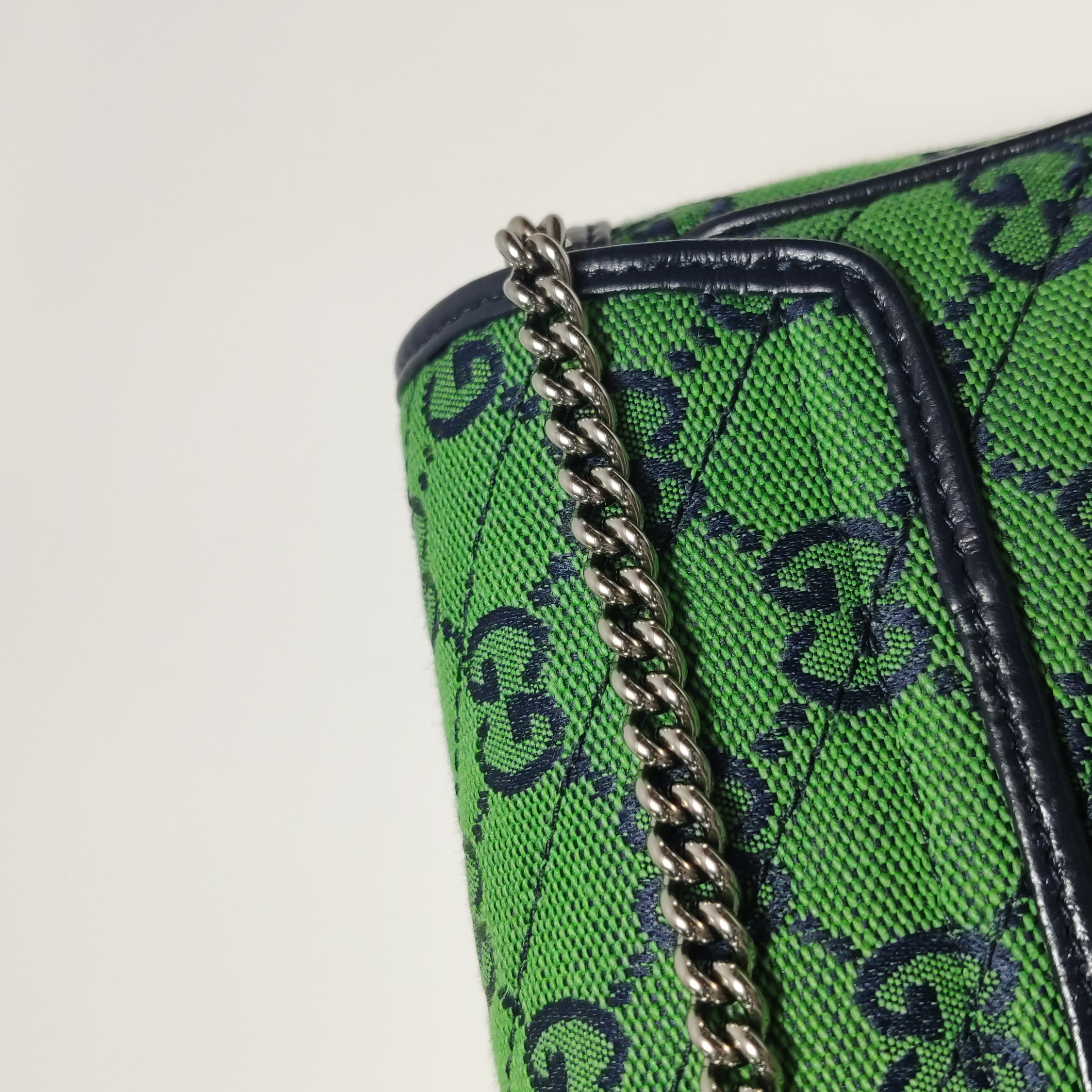 Gucci GG Marmont Flap Bag Diagonal Quilted GG Canvas with Leather Micro — photo 11 of 15