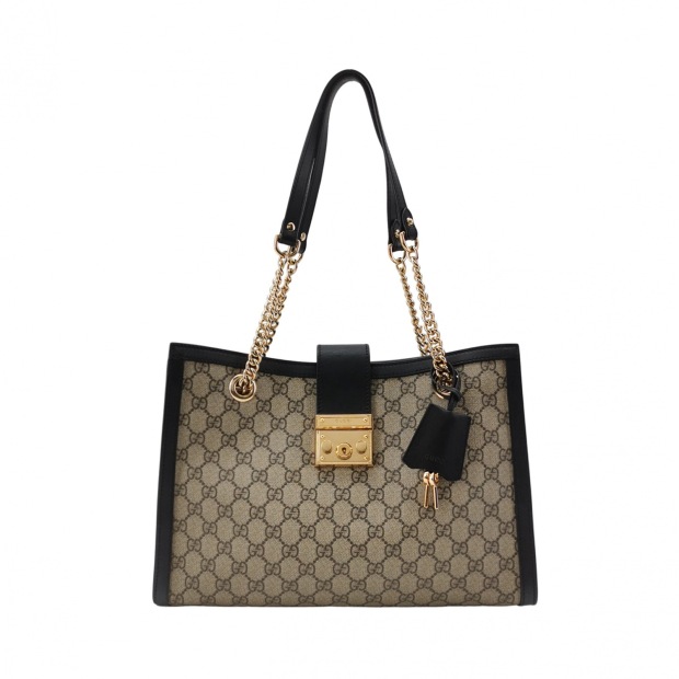 Gucci Padlock Chain Tote GG Coated Canvas with Leather Medium — pre-owned, Vierlot