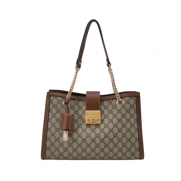 Gucci Padlock Chain Tote GG Coated Canvas with Leather Medium — pre-owned, Vierlot