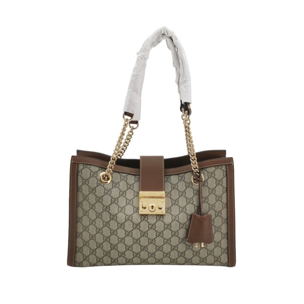 Gucci Padlock Chain Tote GG Coated Canvas with Leather Medium — pre-owned, Vierlot