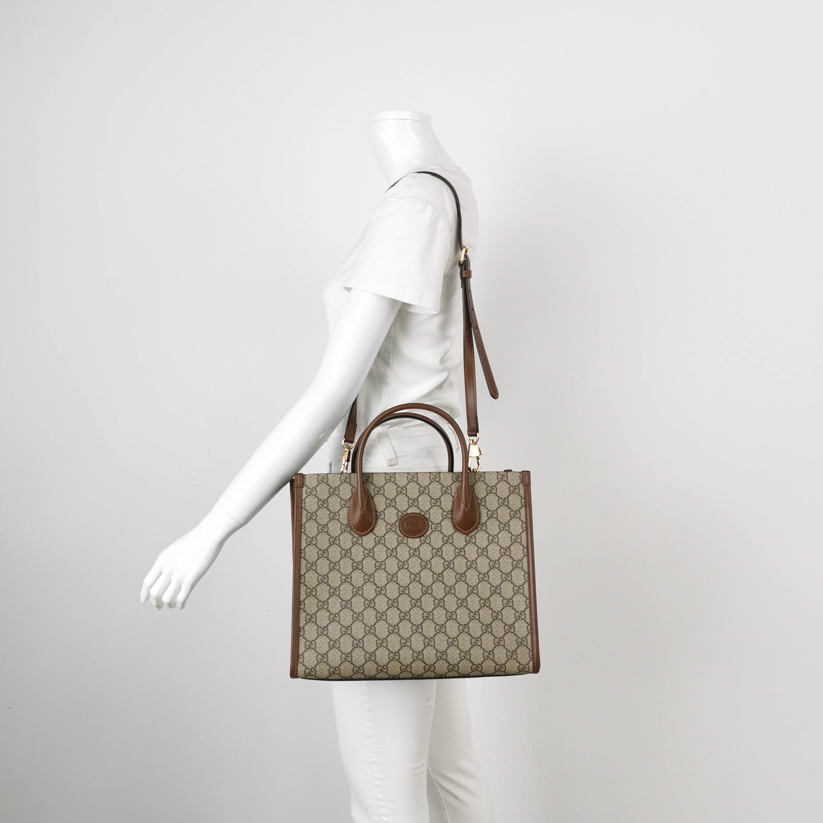 Gucci Structured Top Handle Open Tote GG Coated Canvas Small — alternate view