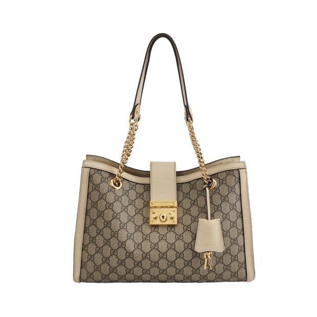 Gucci Padlock Chain Tote GG Coated Canvas with Leather Medium — pre-owned, Vierlot