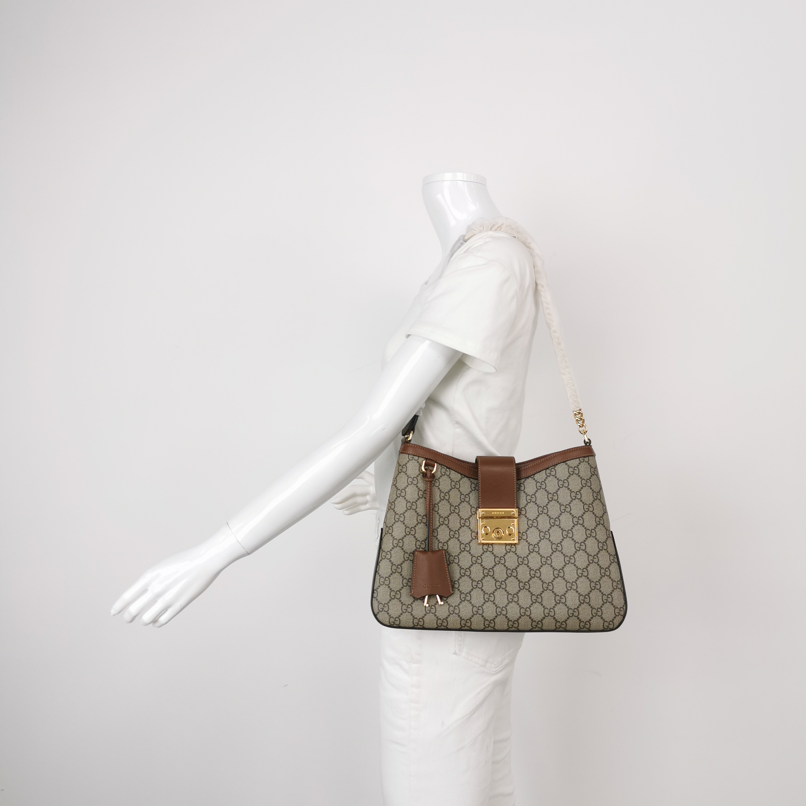 Gucci Padlock Chain Shoulder Bag GG Coated Canvas with Leather Medium — alternate view