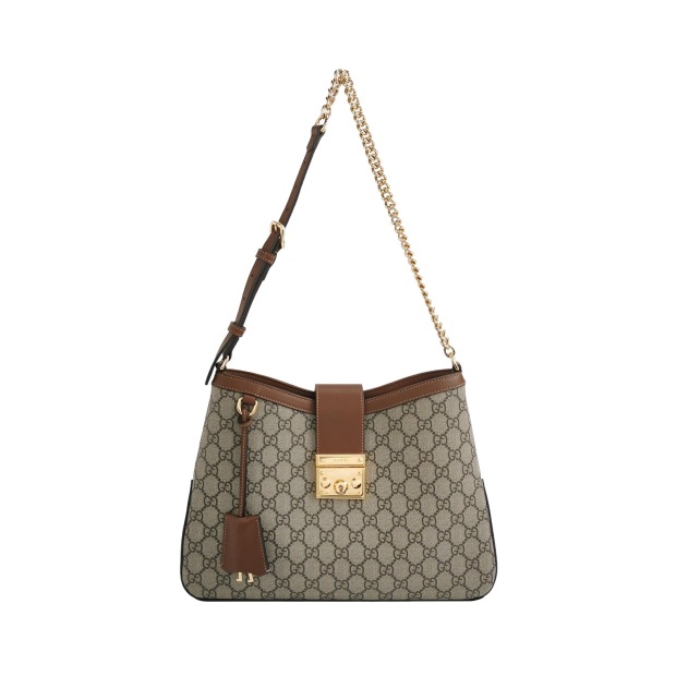 Gucci Padlock Chain Shoulder Bag GG Coated Canvas with Leather Medium — pre-owned, Vierlot