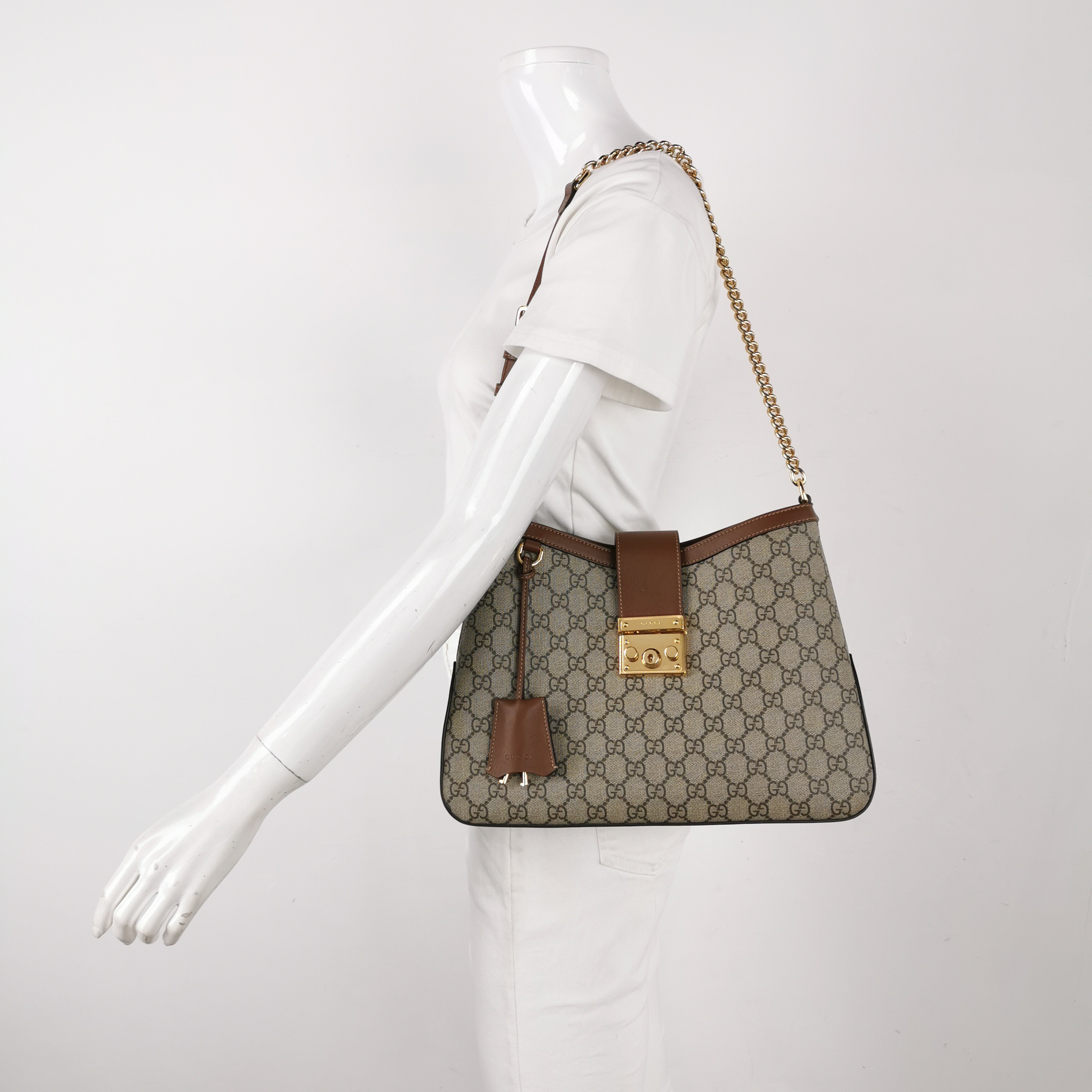 Gucci Padlock Chain Shoulder Bag GG Coated Canvas with Leather Medium — alternate view