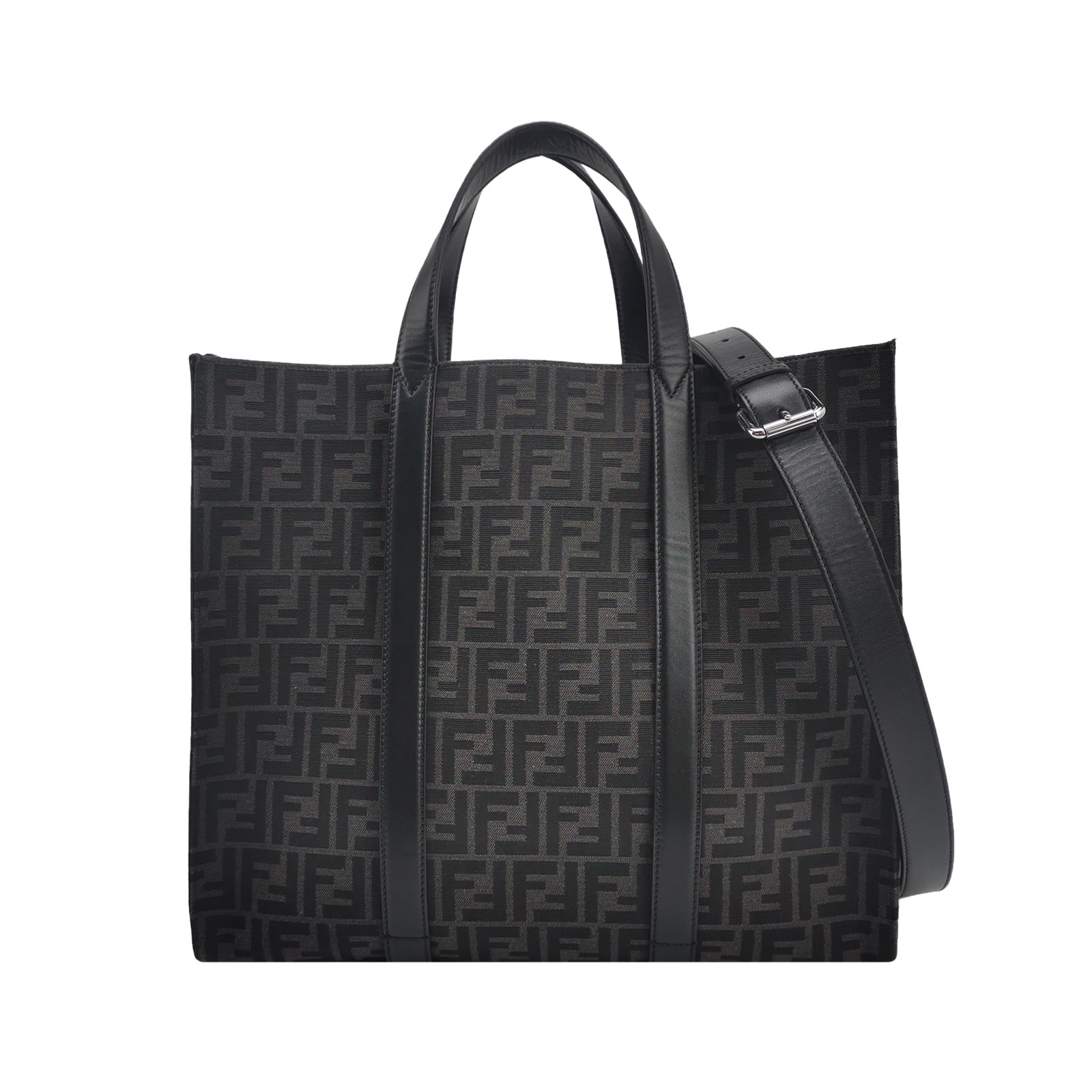 Fendi Convertible Open Tote Zucca Jacquard Fabric and Leather Large — photo 1 of 22