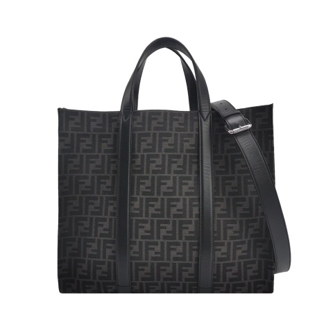 Fendi Convertible Open Tote Zucca Jacquard Fabric and Leather Large