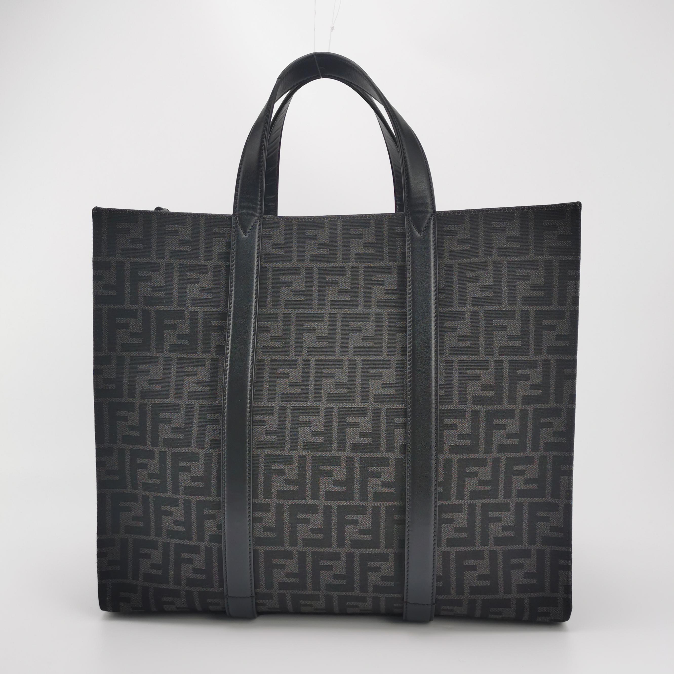 Fendi Convertible Open Tote Zucca Jacquard Fabric and Leather Large — photo 5 of 22