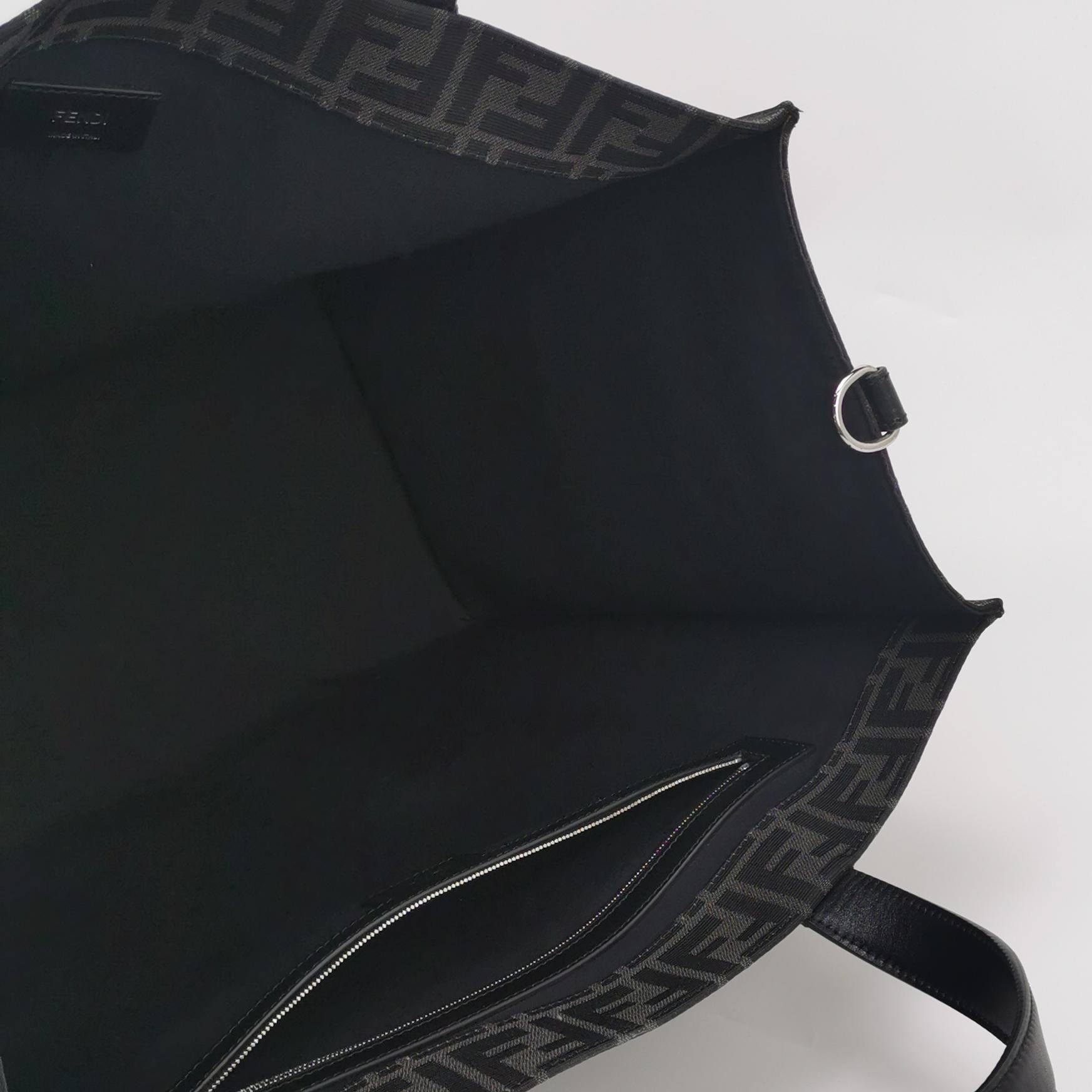 Fendi Convertible Open Tote Zucca Jacquard Fabric and Leather Large — photo 7 of 22