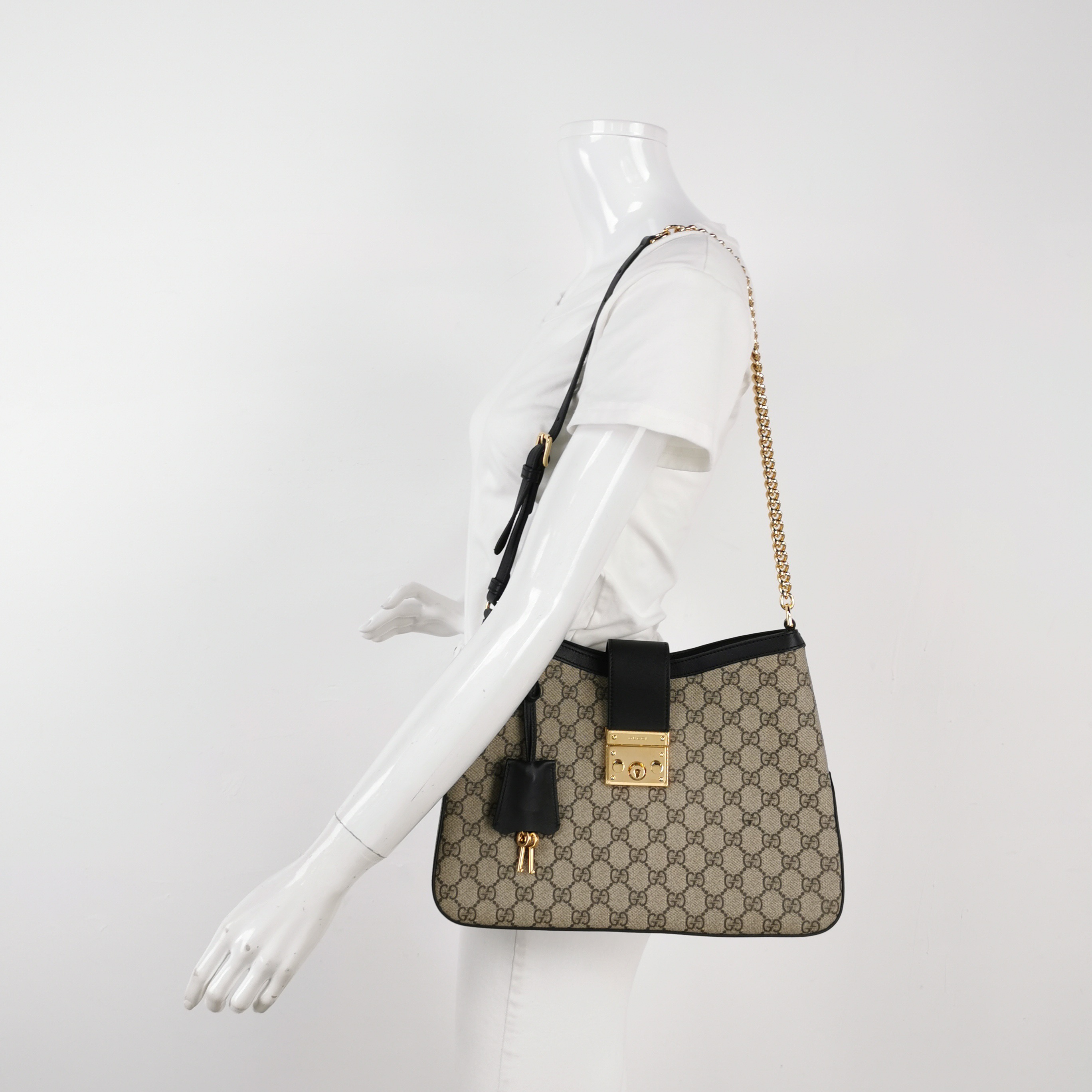 Gucci Padlock Chain Shoulder Bag GG Coated Canvas with Leather Medium — alternate view