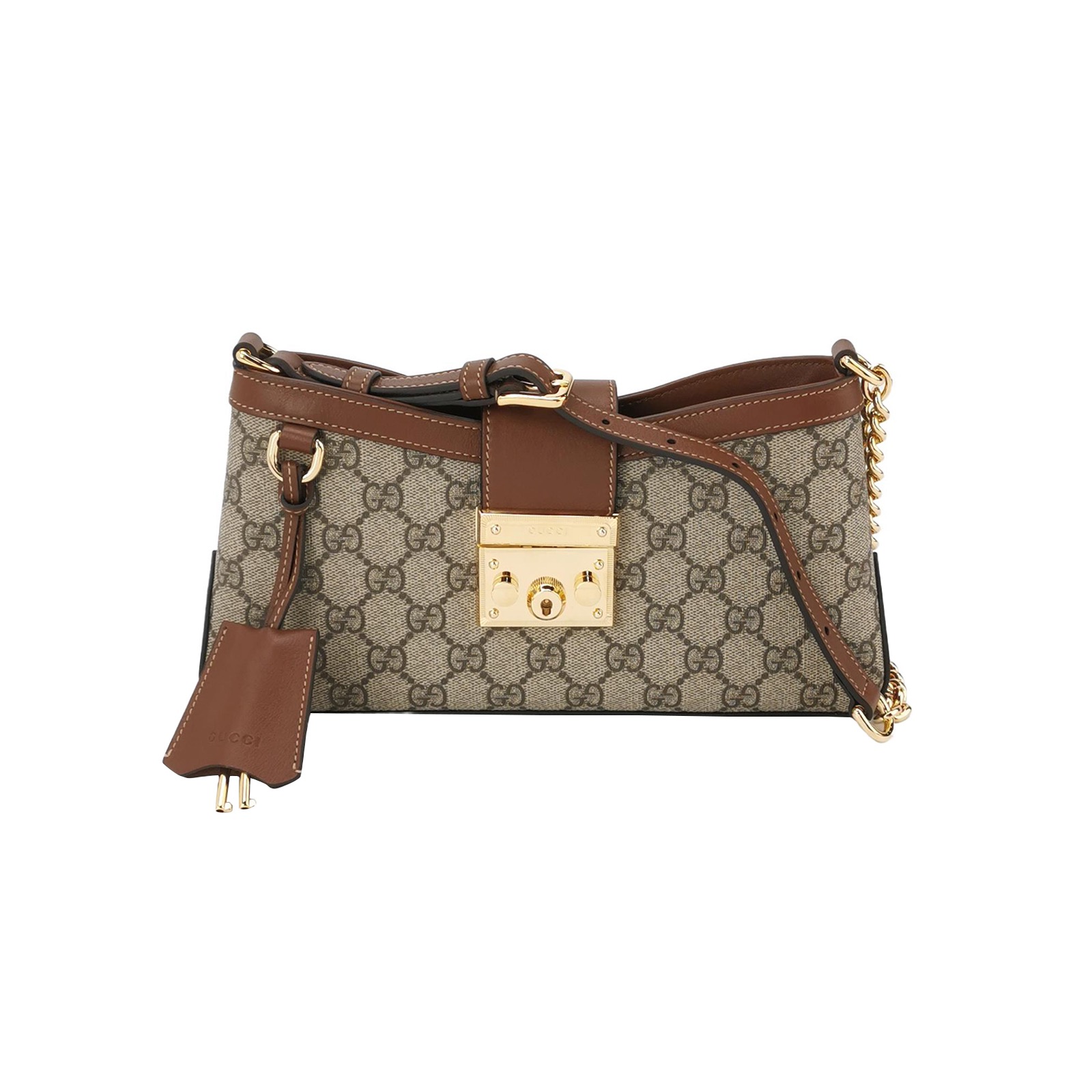 Gucci Padlock Chain Shoulder Bag GG Coated Canvas and Leather Small — photo 1 of 14