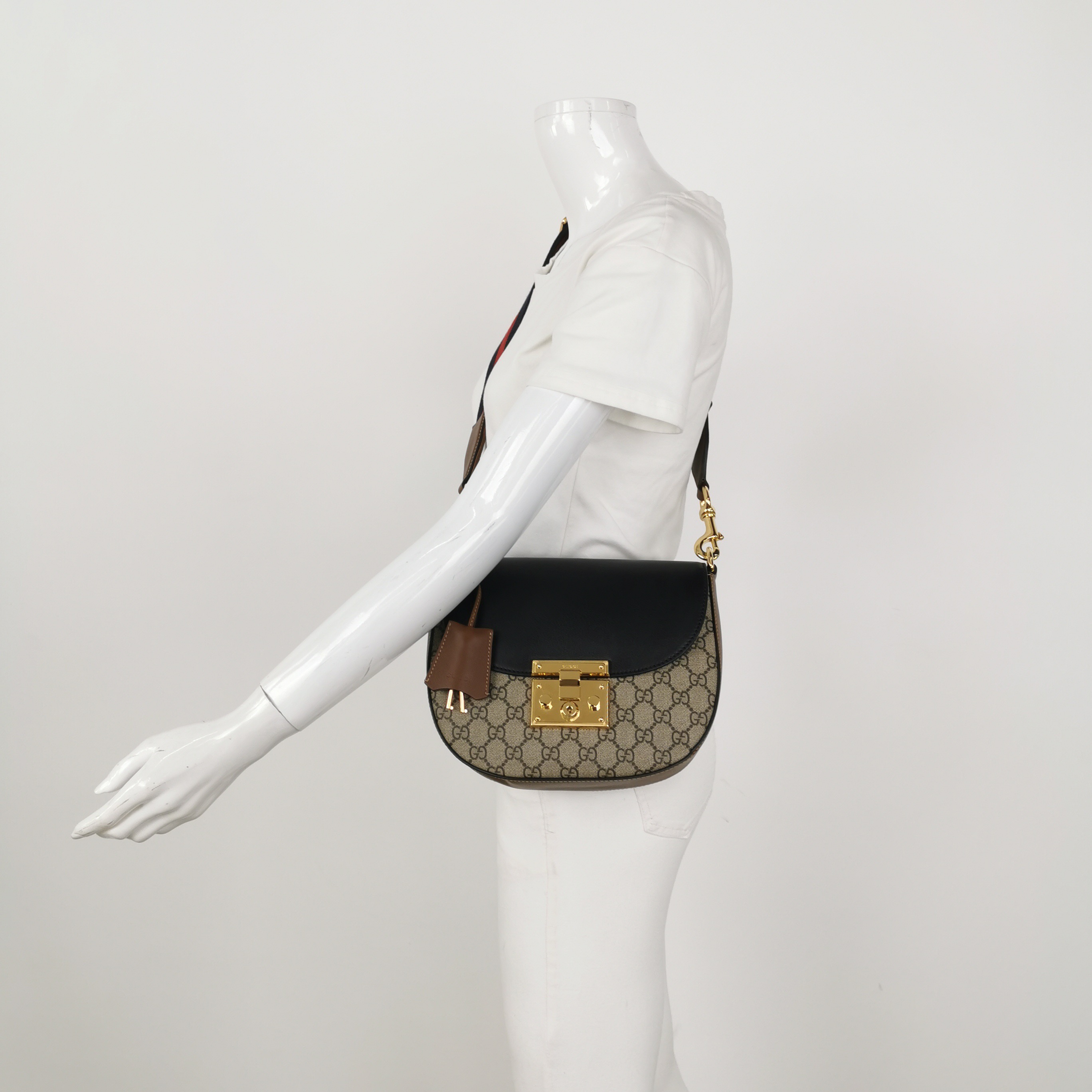 Gucci Padlock Saddle Shoulder Bag GG Coated Canvas and Leather Medium — alternate view