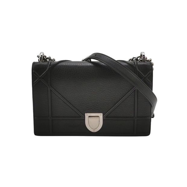 Dior Diorama Flap Bag Grained Calfskin Medium — pre-owned, Vierlot