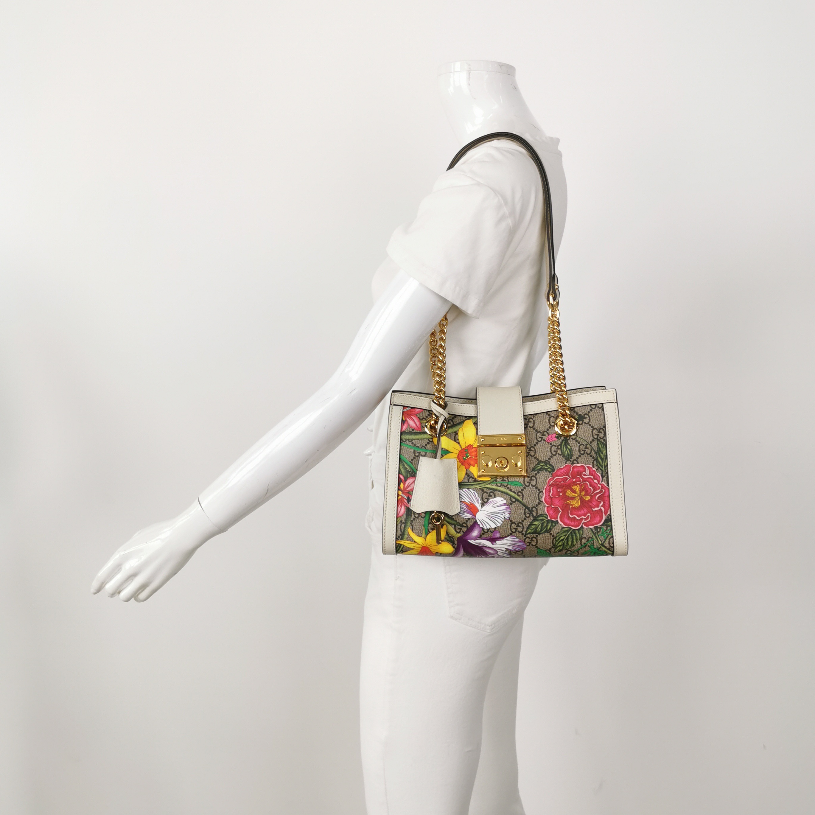 Gucci Padlock Chain Tote Flora GG Coated Canvas Small — alternate view