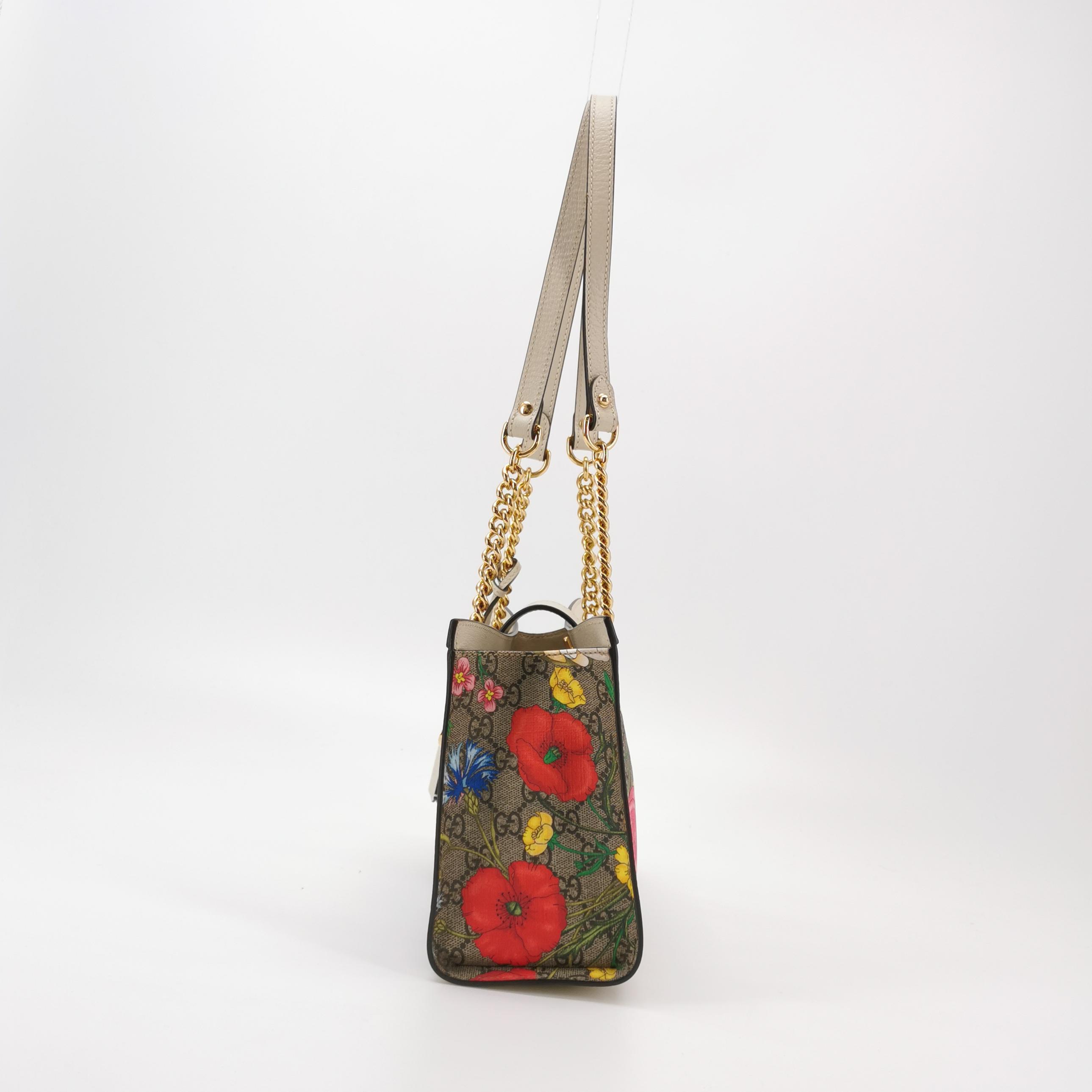Gucci Padlock Chain Tote Flora GG Coated Canvas Small — photo 5 of 16